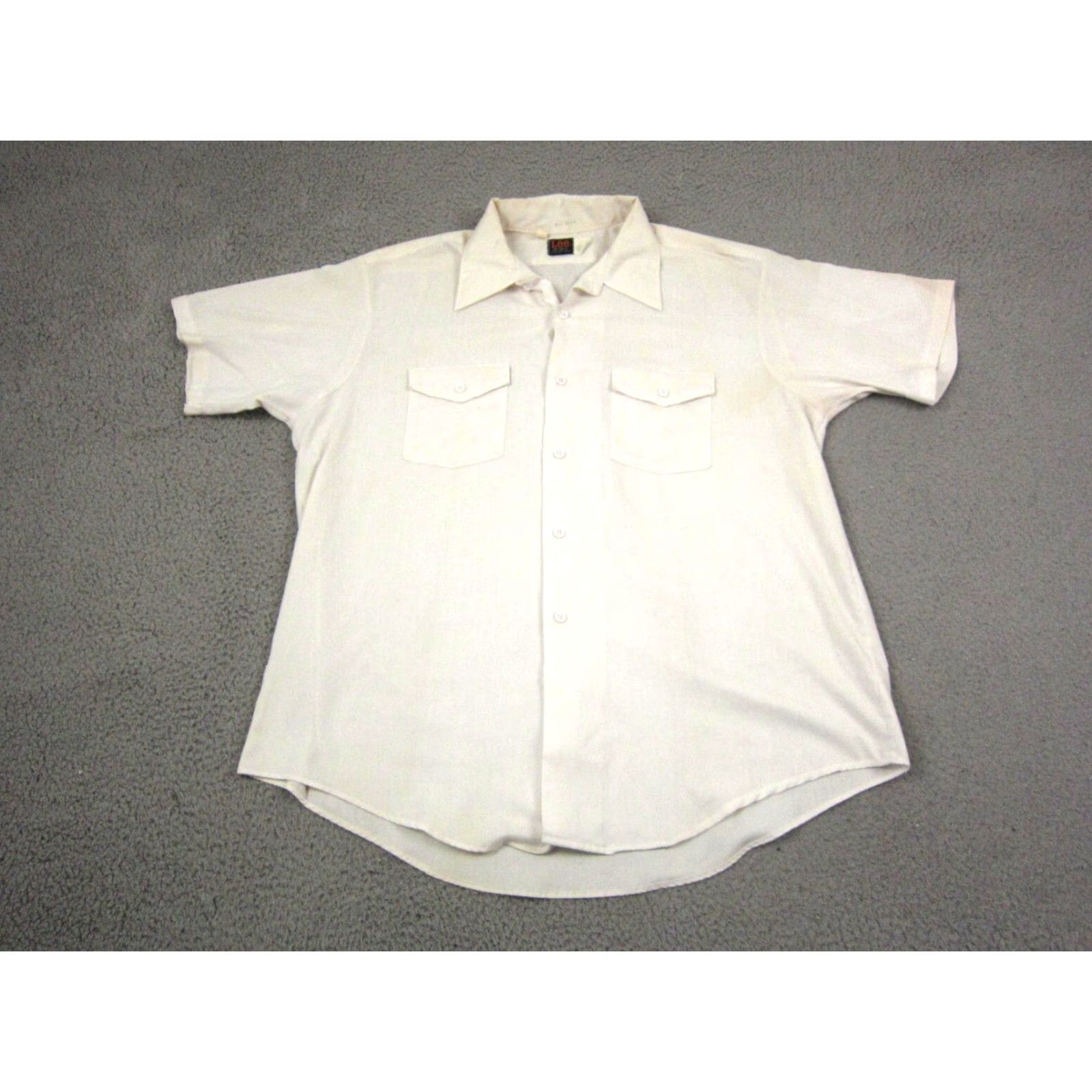 Lee VINTAGE Lee Shirt Mens 60s 70s White Short Sleeve Collared Dress Shirt 17-17.5 Casual Retro USA Size US XL / EU 56 / 4 - 2 Thumbnail