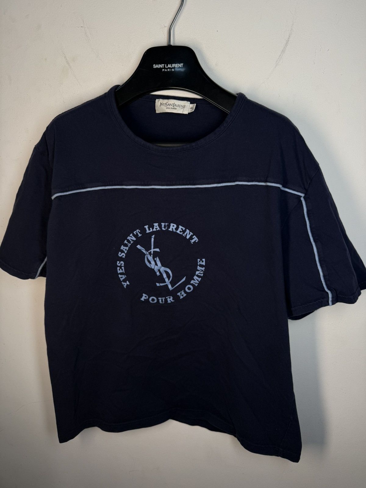Yves Saint Laurent Navy YSL T-shirt Big Logo Vintage Yves Saint Laurent Shirt Size US L / EU 52-54 / 3 - 10 Thumbnail