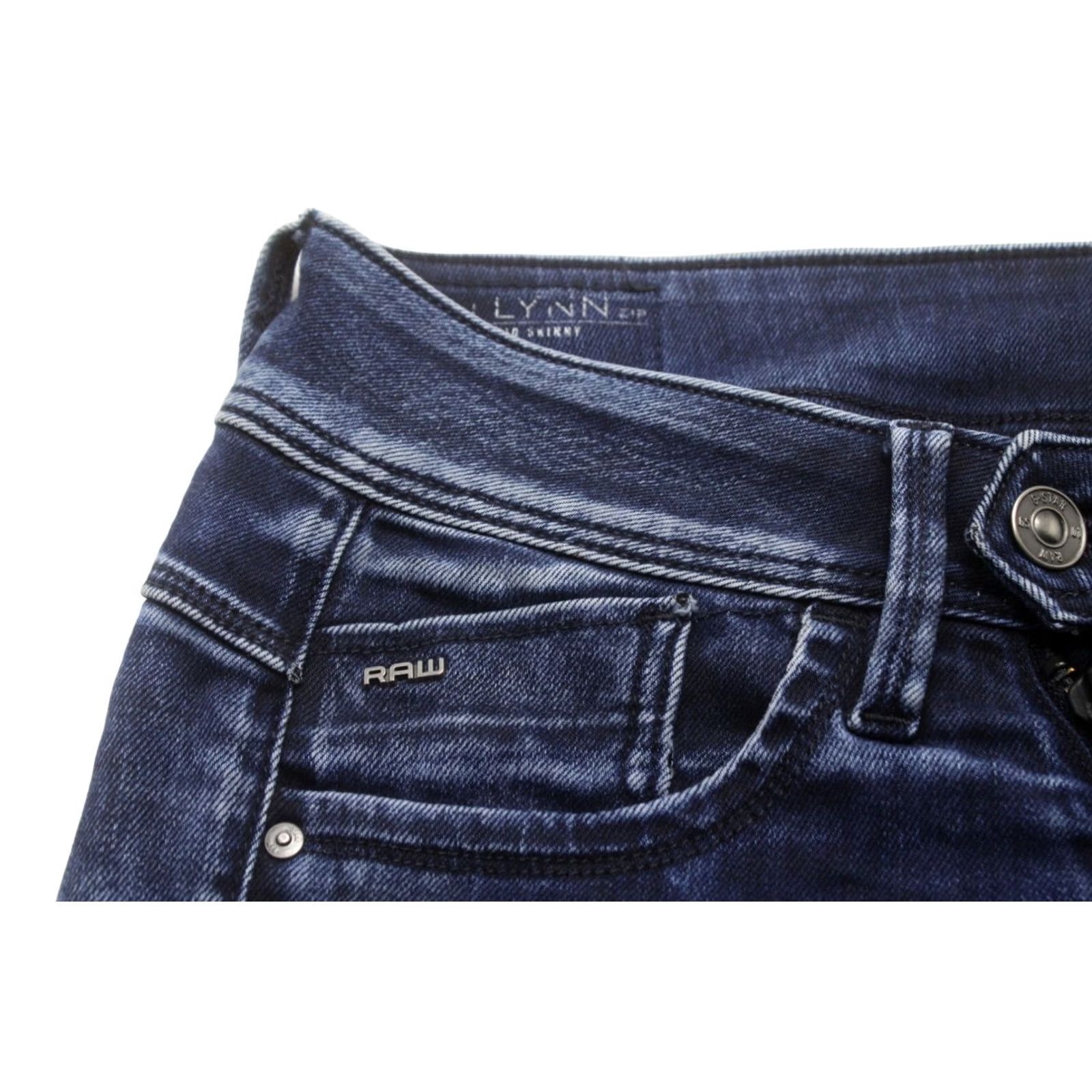 G-Star G-STAR Lynn Zip Mid Skinny Jeans Women's Dark Denim Faded W27/L34 Whiskers Size 27" / US 4 / IT 40 - 5 Thumbnail