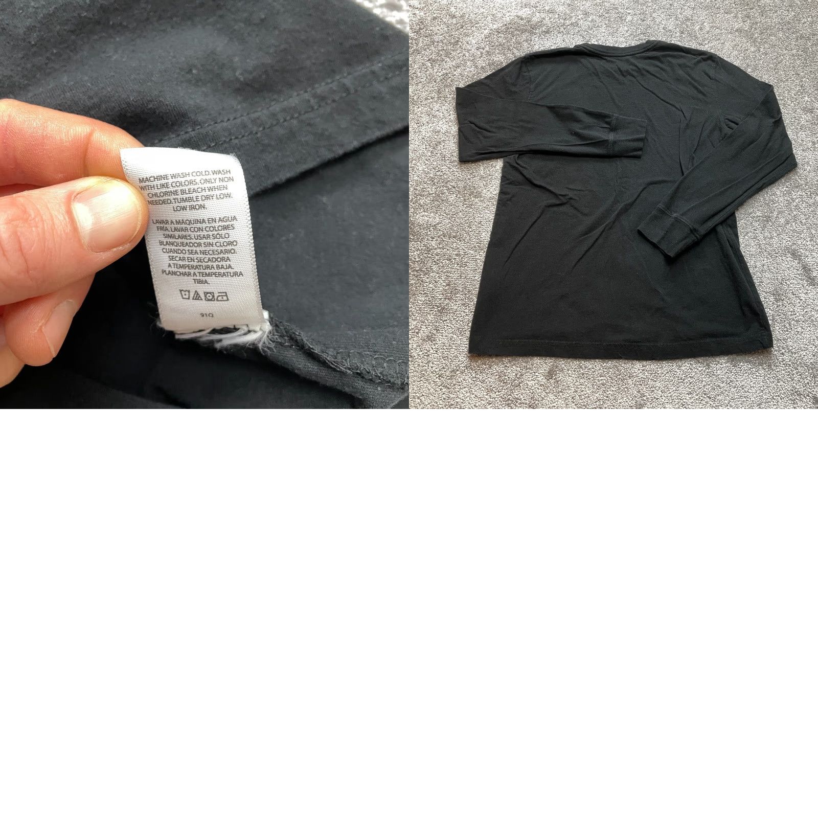 George George Shirt Adult Medium Black Crew Long Sleeve Cotton Solid T-Shirt Mens Regular Fit 38-40 2020s Size US M / EU 48-50 / 2 - 8 Thumbnail