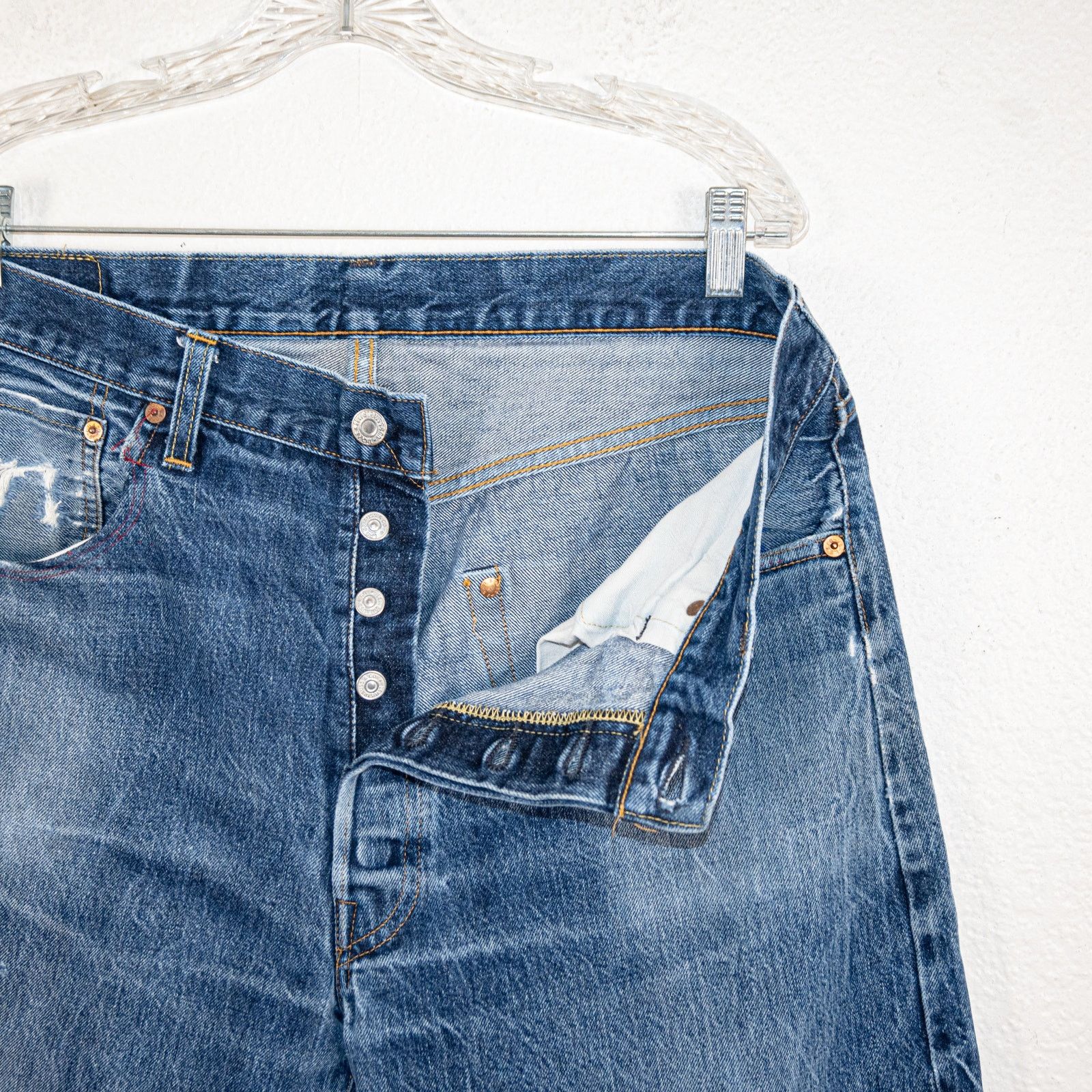 Levi's Vintage 90s Levi's 501XX 555 Valencia Selvedge Jeans Size US 34 / EU 50 - 12 Thumbnail