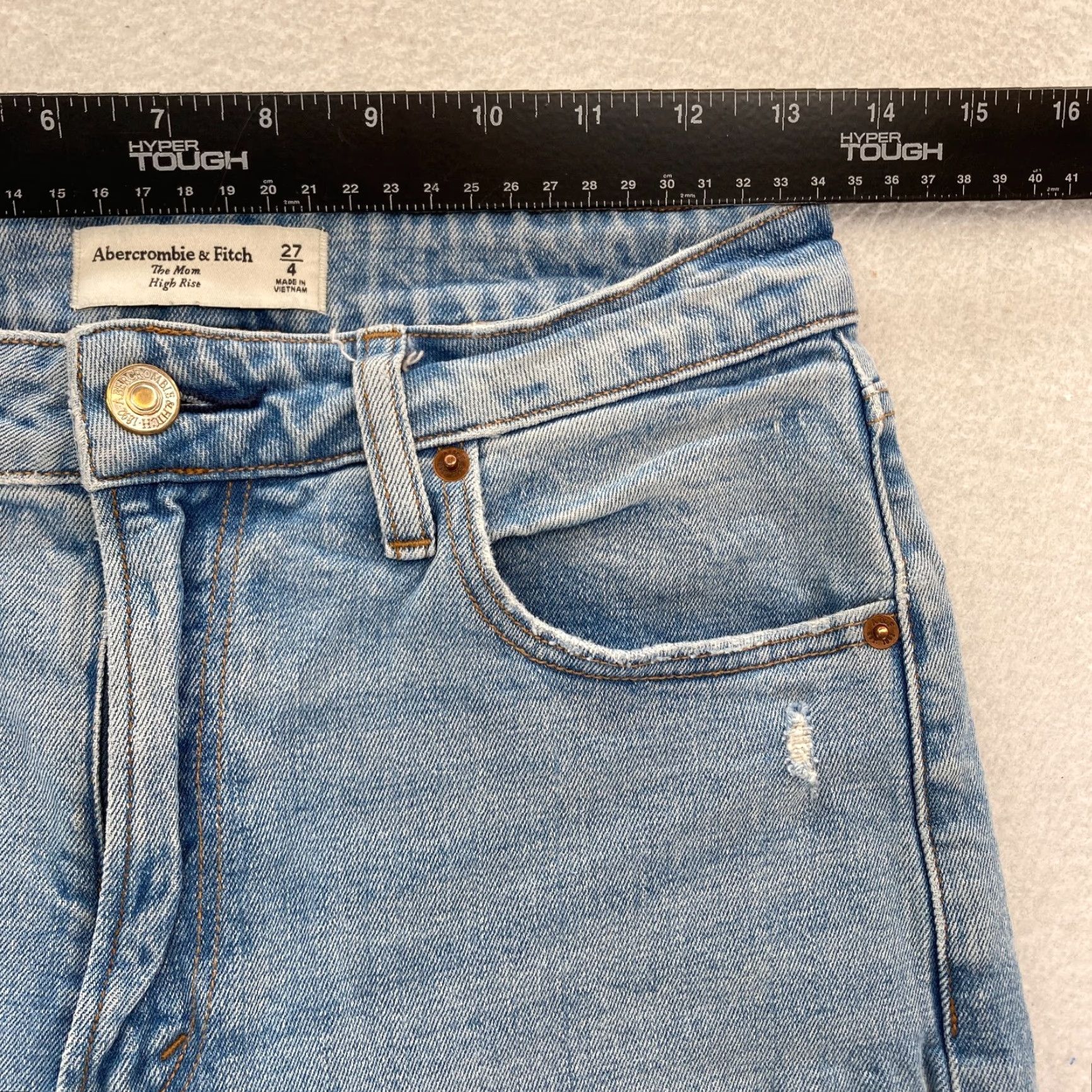 Abercrombie & Fitch Abercrombie & Fitch Curve Love Mom Jeans Women's 27/4 High Rise Blue Distressed Jeans Size 27" / US 4 / IT 40 - 7 Thumbnail