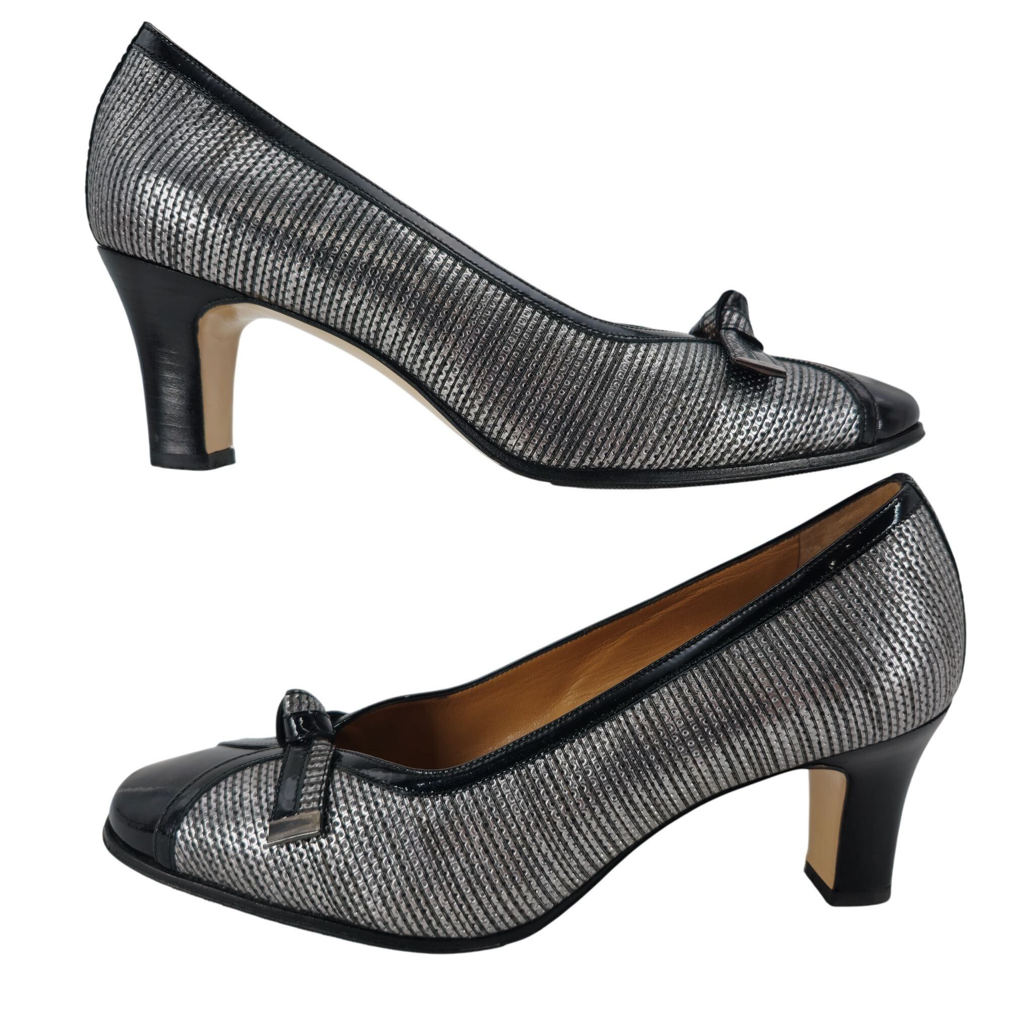 Other Volpato Italy Womens 7.5 / 38EU Black Gray Leather Pumps Size US 7.5 / IT 37.5 - 6 Thumbnail