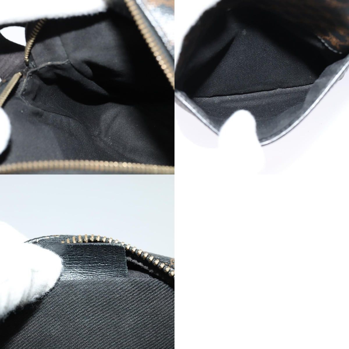 Celine CELINE Macadam Canvas Shoulder Bag Pvc Leather Black Gold Size ONE SIZE - 12 Thumbnail