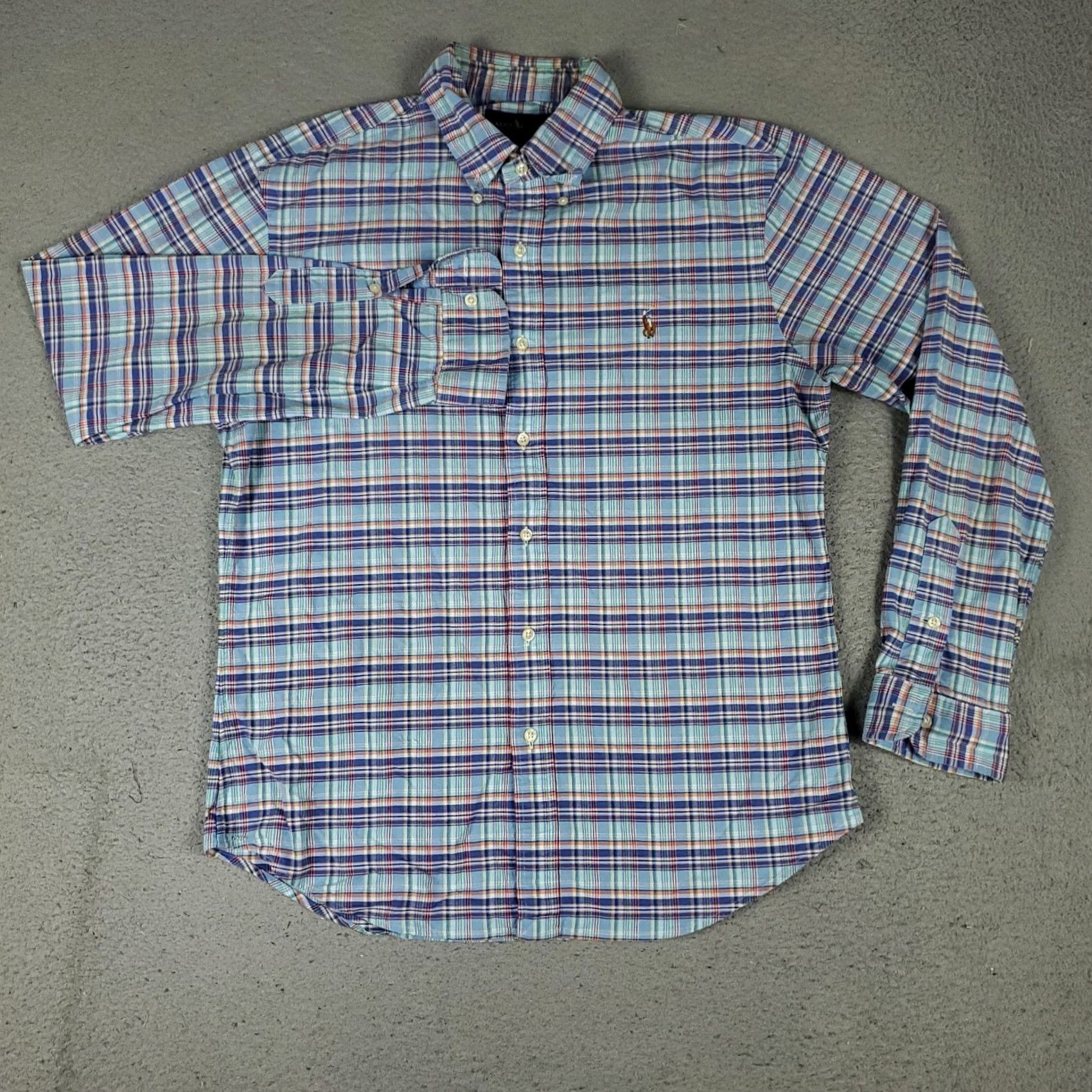 Ralph Lauren Ralph Lauren Shirt Mens Large Blue Plaid Slim Fit Button-Up Long Sleeve Polo Collar Classic American Preppy Size US L / EU 52-54 / 3 - 3 Thumbnail