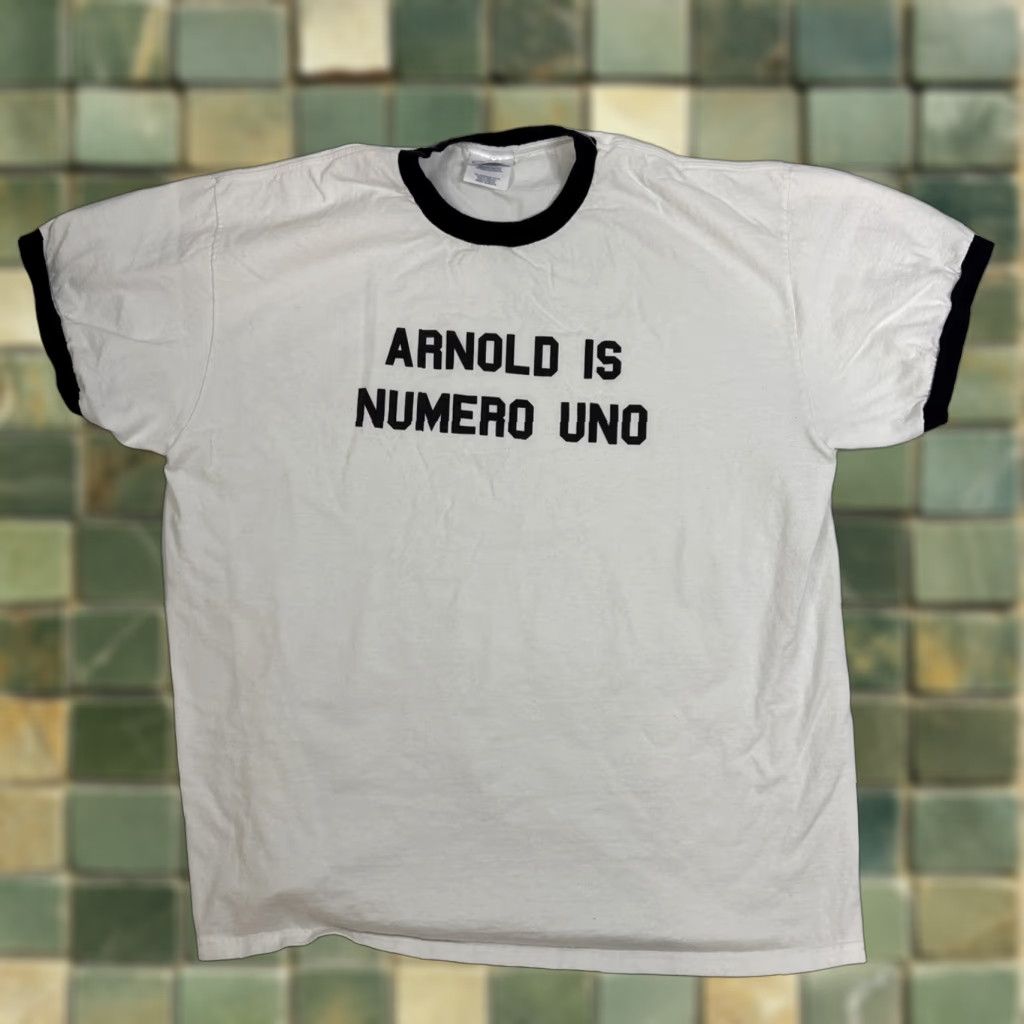 Port & Company Port & Company Port Company Ringer T Shirt Men’s XL White Arnold Is Number Unp Retro Fitness Shirts T-Shirt Men White Retro XL Size US XL / EU 56 / 4 - 1 Thumbnail
