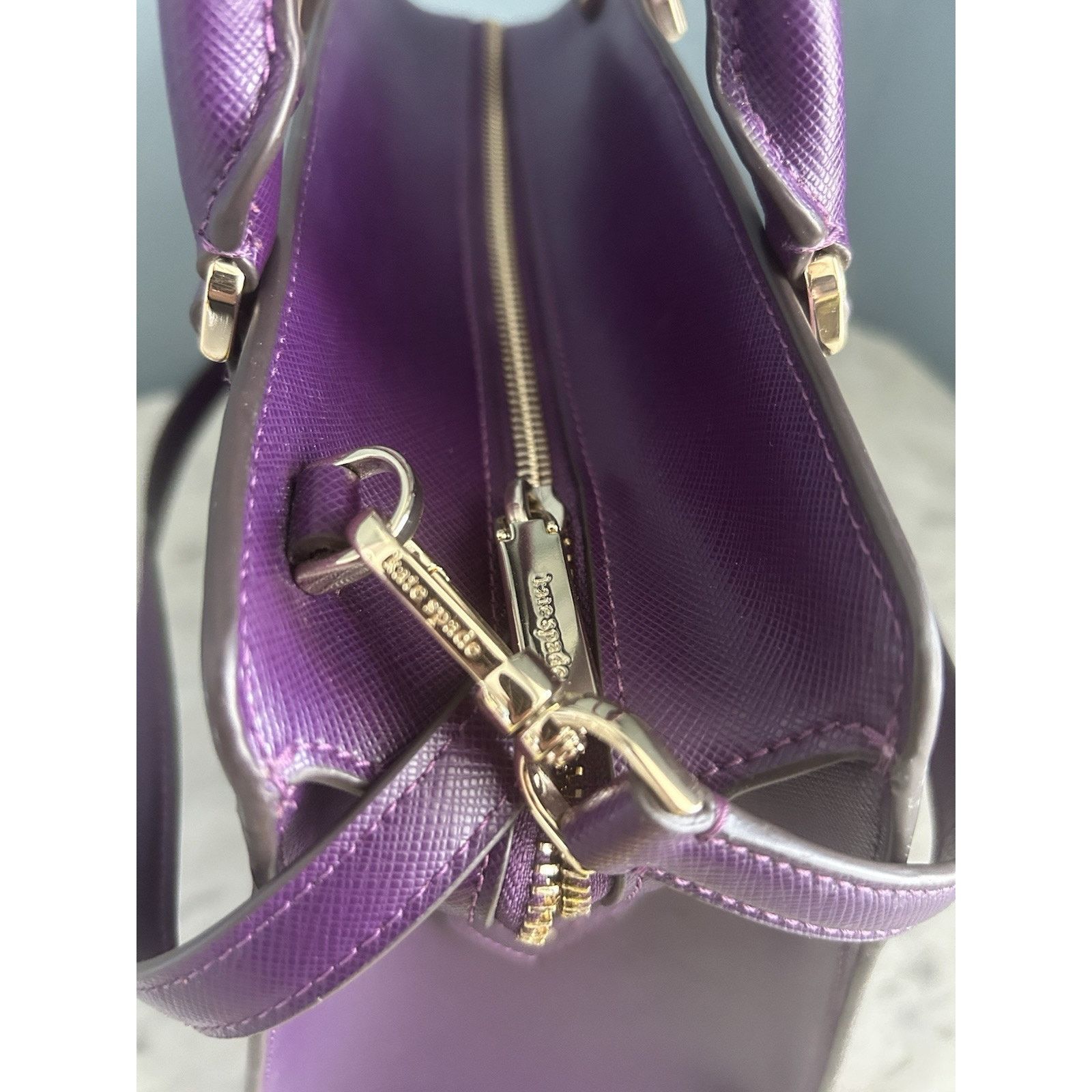 Kate Spade Kate Spade Ripe Plum Madison Saffiano Leather Purple Satchel Size ONE SIZE - 7 Thumbnail