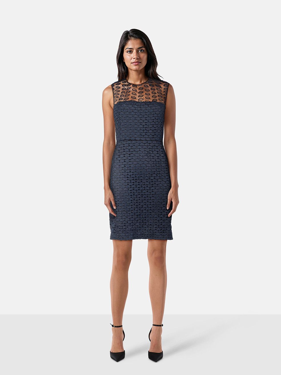 Diane von Furstenberg Navy Lace Mini Dress Size M / US 6-8 / IT 42-44 - 1 Thumbnail