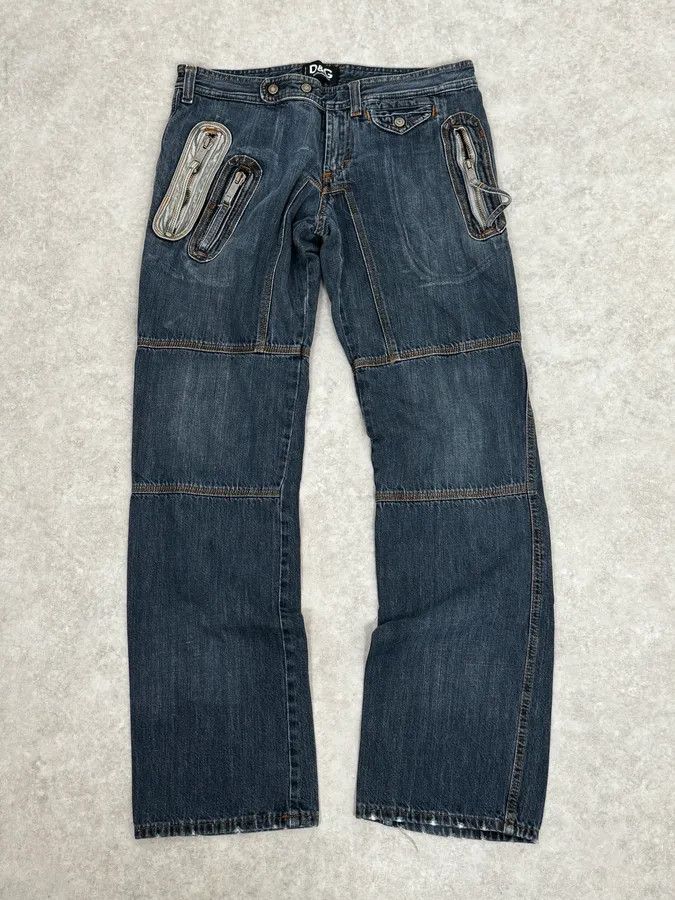 Dolce & Gabbana AW2004 Dolce & Gabbana Blue Biker Denim Jeans Size US 32 / EU 48 - 1 Thumbnail