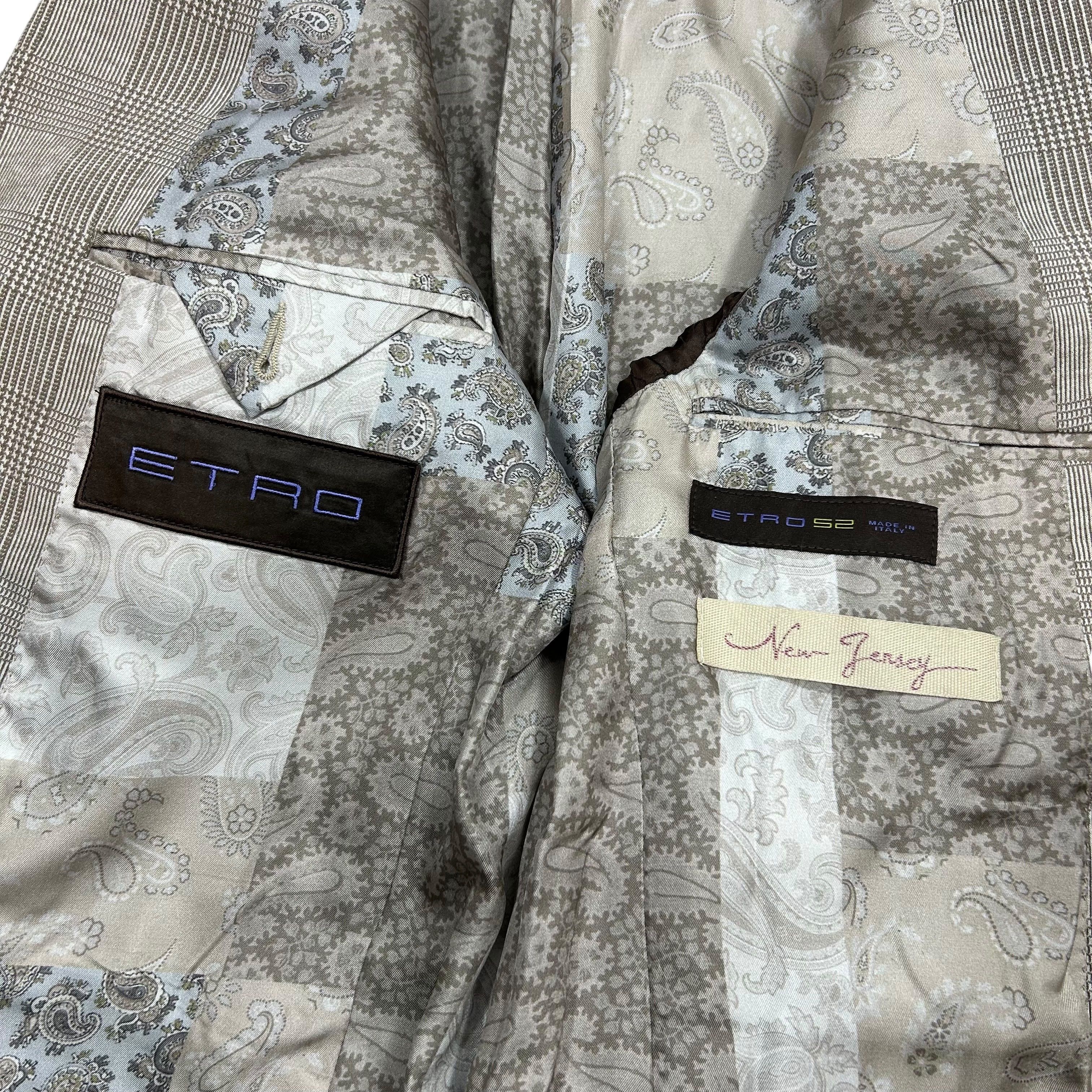 Etro Etro Milano Gray Check New Jersey Cotton Blazer Slim 52 Size 42R - 3 Thumbnail
