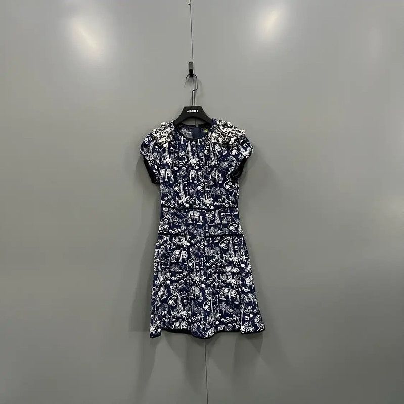 Louis Vuitton Louis Vuitton Summer Navy Cotton Dress 0089 Size ONE SIZE - 1 Thumbnail