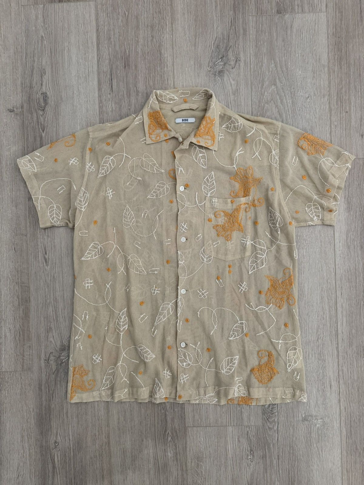 Bode Bode Lilium Short Sleeve Camp Collar Shirt Embroidered Size US S / EU 44-46 / 1 - 1 Thumbnail