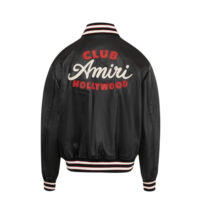 Amiri o1h1sh11225 Club Amiri Leather Varsity Jacket in Black Size US M / EU 48-50 / 2 - 2 Thumbnail