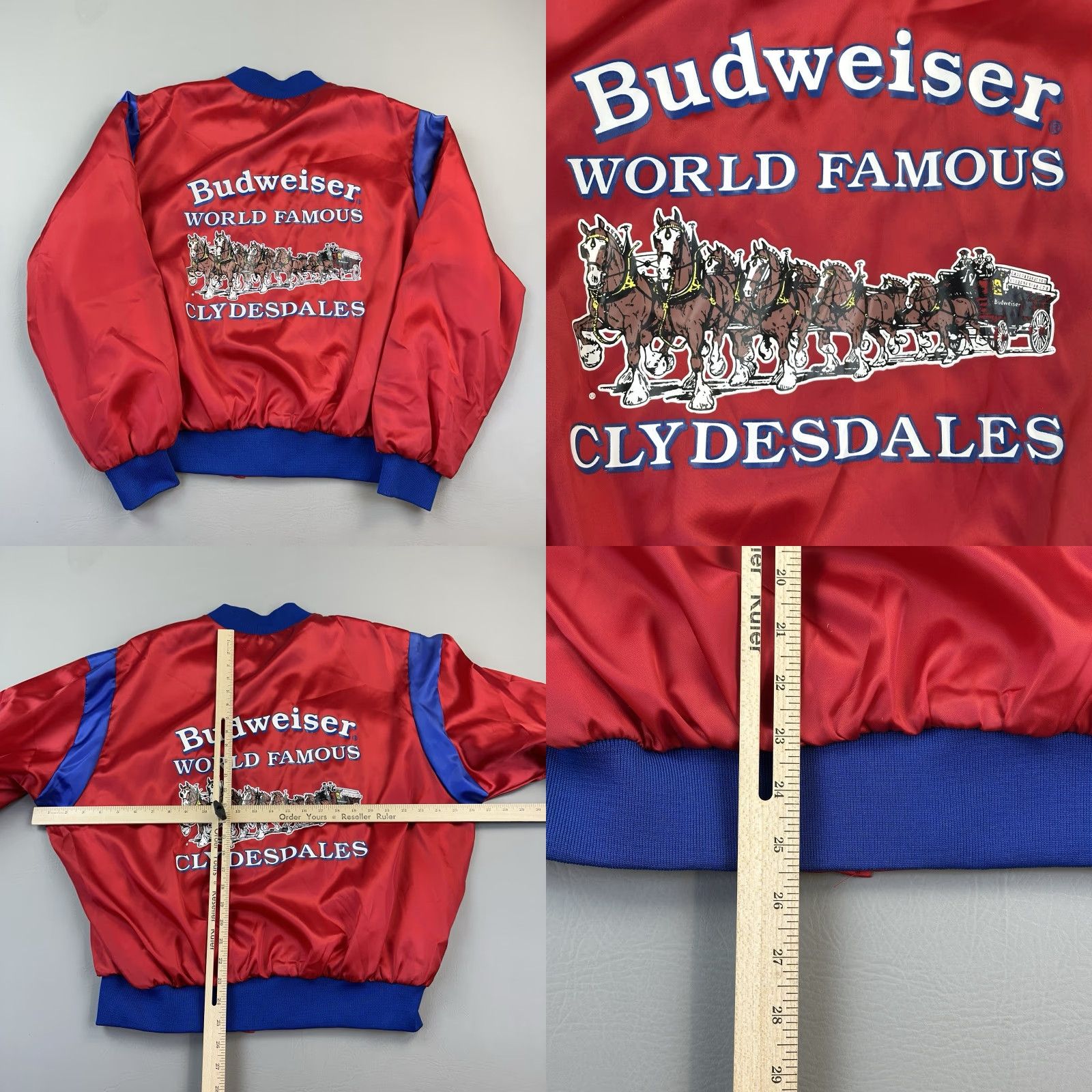 Budweiser VINTAGE Budweiser Jacket Mens XL Satin Bomber World Famous Clydesdales Deadstock Red Nylon Satin Lined Logo 80s 90s USA Clothing Mens XL Bomber Jacket Size US XL / EU 56 / 4 - 8 Thumbnail