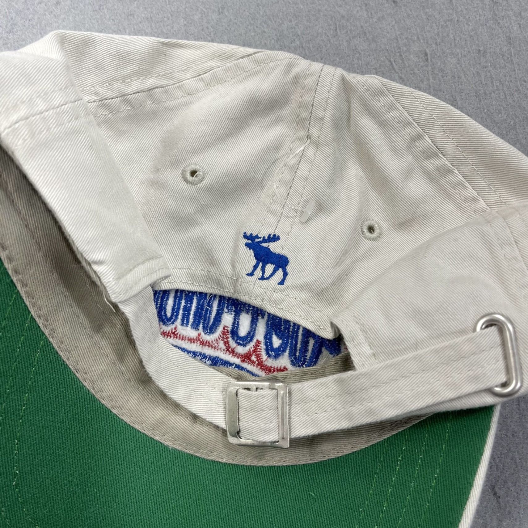 Abercrombie & Fitch VINTAGE Abercrombie & Fitch Hat Adult Beige Script Distressed Dad Cap Logo Y2K Size ONE SIZE - 5 Thumbnail