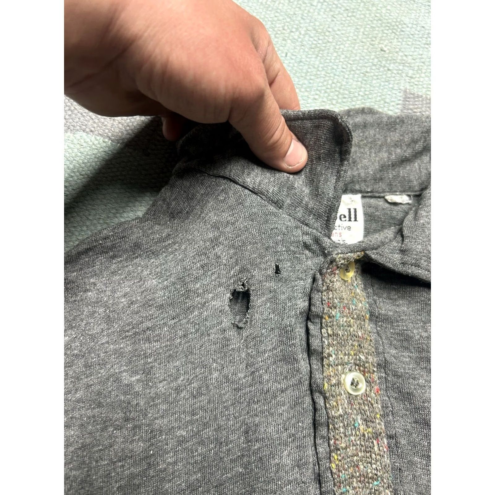 Vintage VINTAGE Polo Shirt Long Sleeve 1960s Black Distressed M/L Size US M / EU 48-50 / 2 - 4 Thumbnail