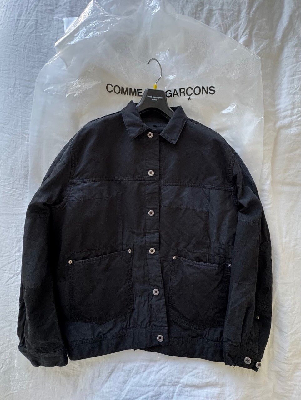 Comme des Garcons Homme Comme des Garçons Homme Dyed Patchwork Chore Jacket Black L Size US L / EU 52-54 / 3 - 5 Thumbnail