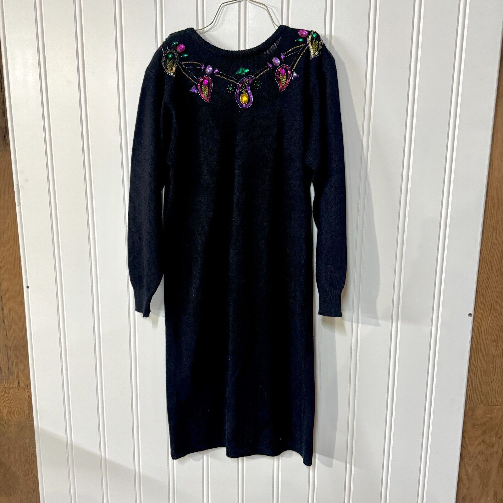 Vintage R&K Originals Navy Sequin Midi Sweater Dress Medium