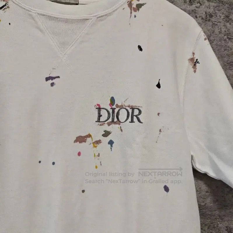 Dior Dior White Cotton Men's T-Shirt with Paint Splatter . Size US S / EU 44-46 / 1 - 3 Thumbnail
