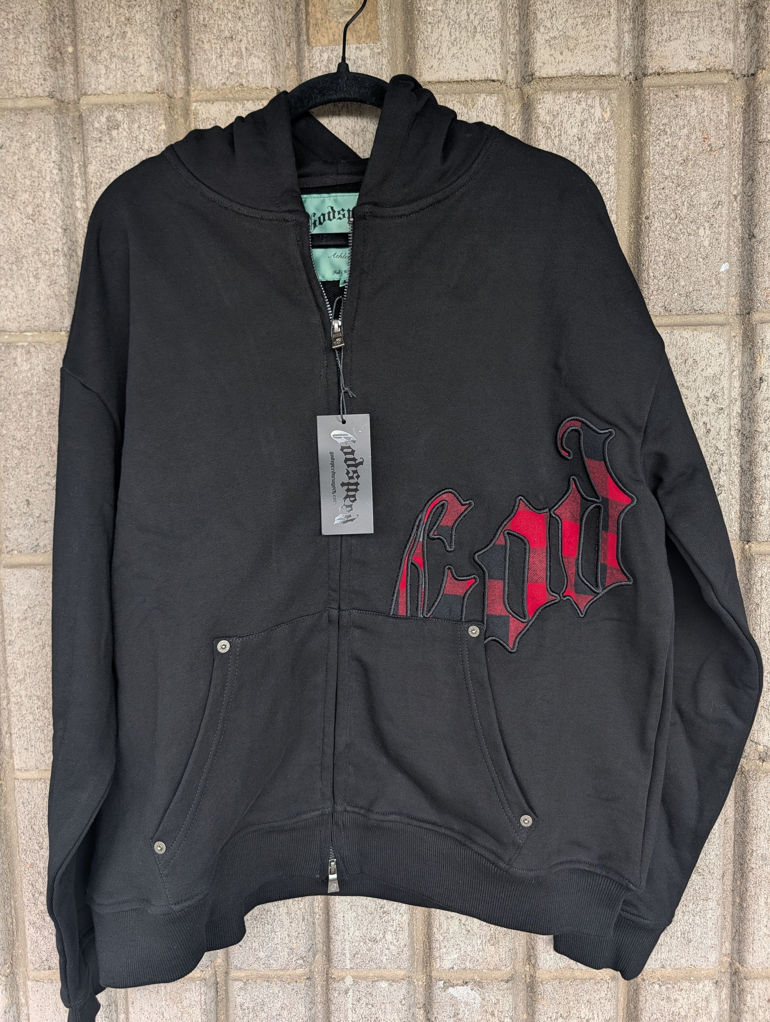 Godspeed Zip Up Hoodie OG Flannel Logo FW25 Black