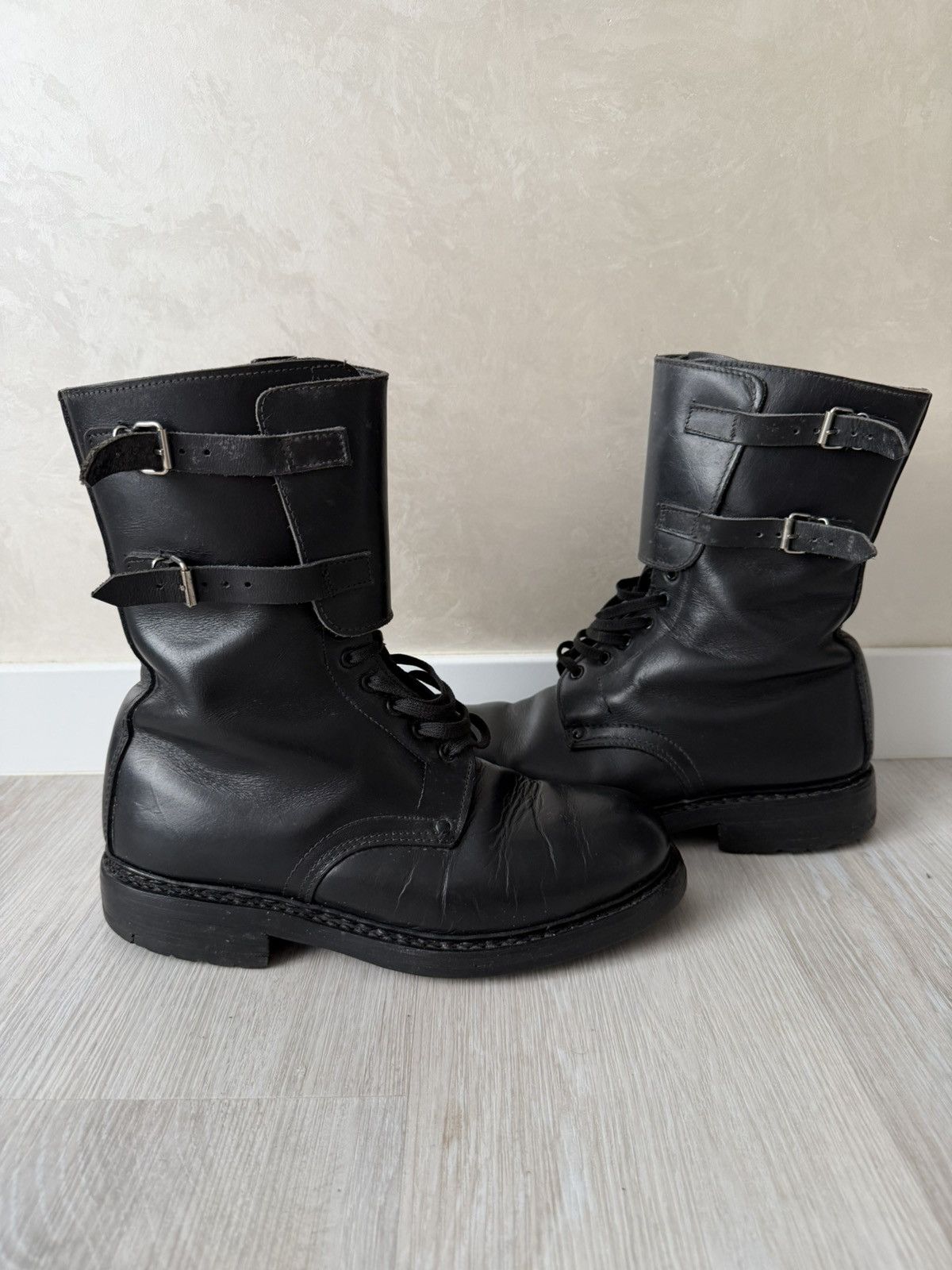 If Six Was Nine Double Buckle Black Moto Boots Red Wing Frye Guidi Inspired Size US 9.5 / EU 42-43 - 1 Thumbnail