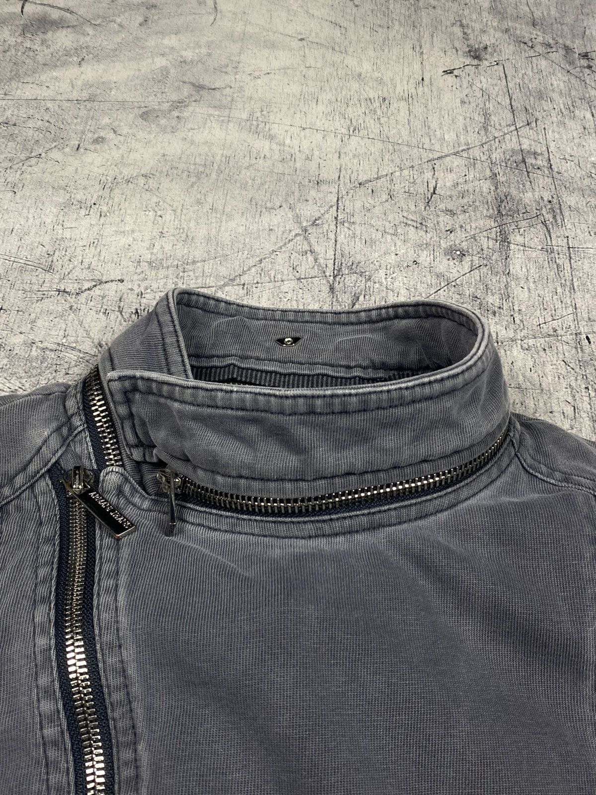Armani Armani Jeans Grey Asymmetrical Biker Motorcycle Jacket Y2K Size XL / US 12-14 / IT 48-50 - 16 Thumbnail