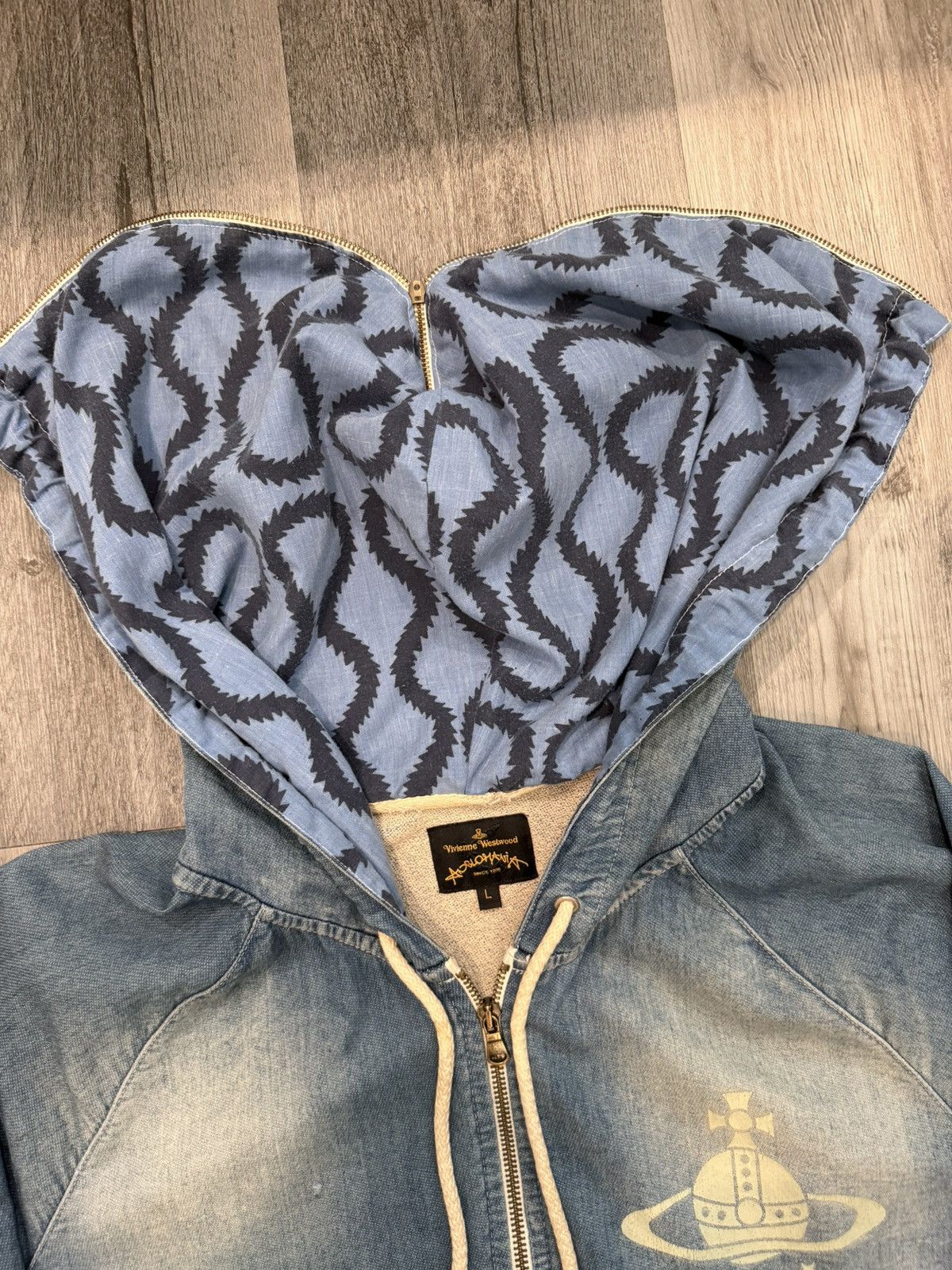 Vivienne Westwood Vivienne Westwood Anglomania Faded Denim Hoodie Size US L / EU 52-54 / 3 - 7 Thumbnail