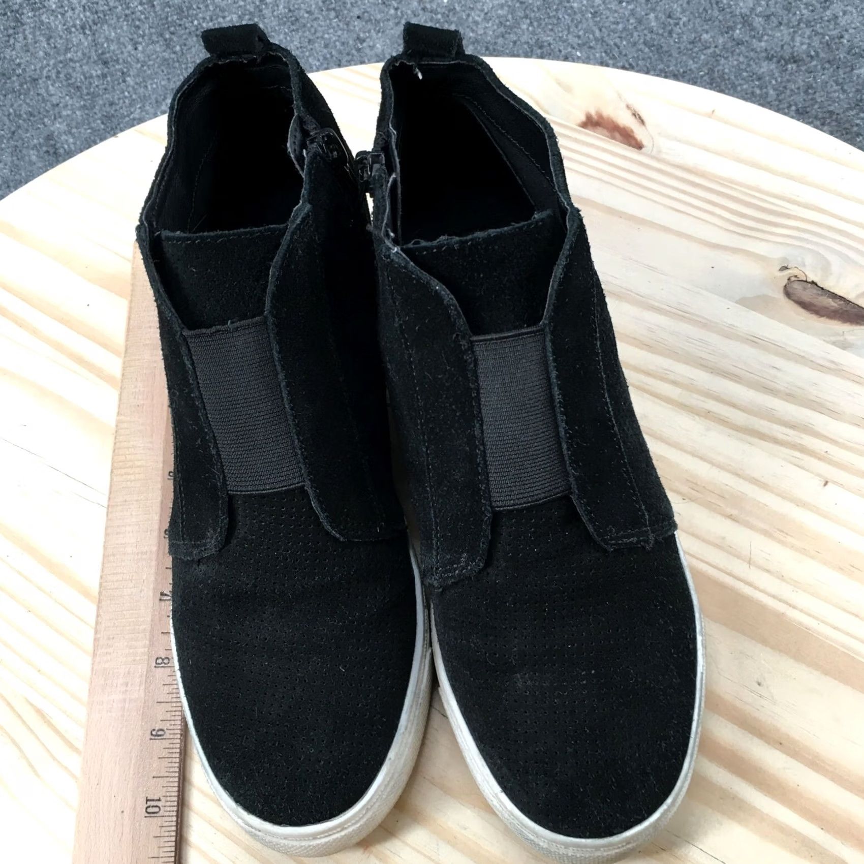 Steve Madden Steve Madden Boots Womens 7.5 Wavery Wedge Booties Black Suede Side Zip Size US 8 / IT 38 - 7 Thumbnail