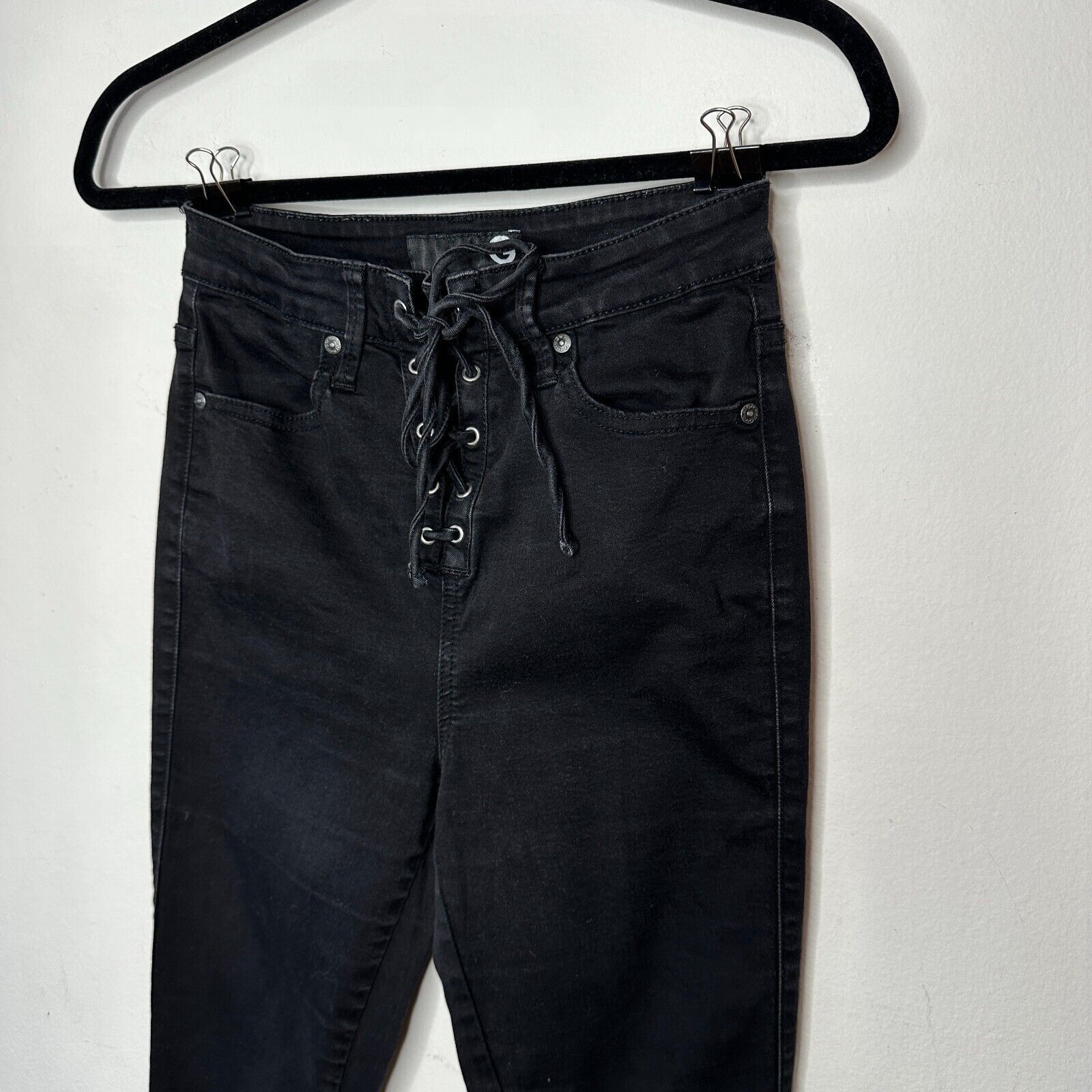 Other G By Guess Stone Black Lace-Up High Waist Skinny Jeans 28 Size 28" / US 6 / IT 42 - 5 Thumbnail