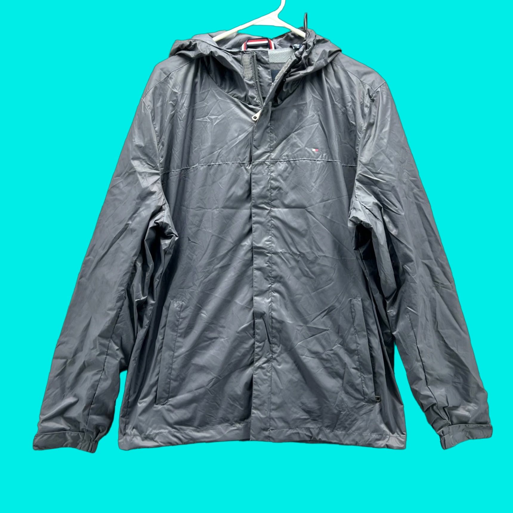 Tommy Hilfiger Tommy Hilfiger Jacket MenS Medium Grey Hoodie Full Zip Nylon Windbreaker Vintage Size US M / EU 48-50 / 2 - 1 Thumbnail