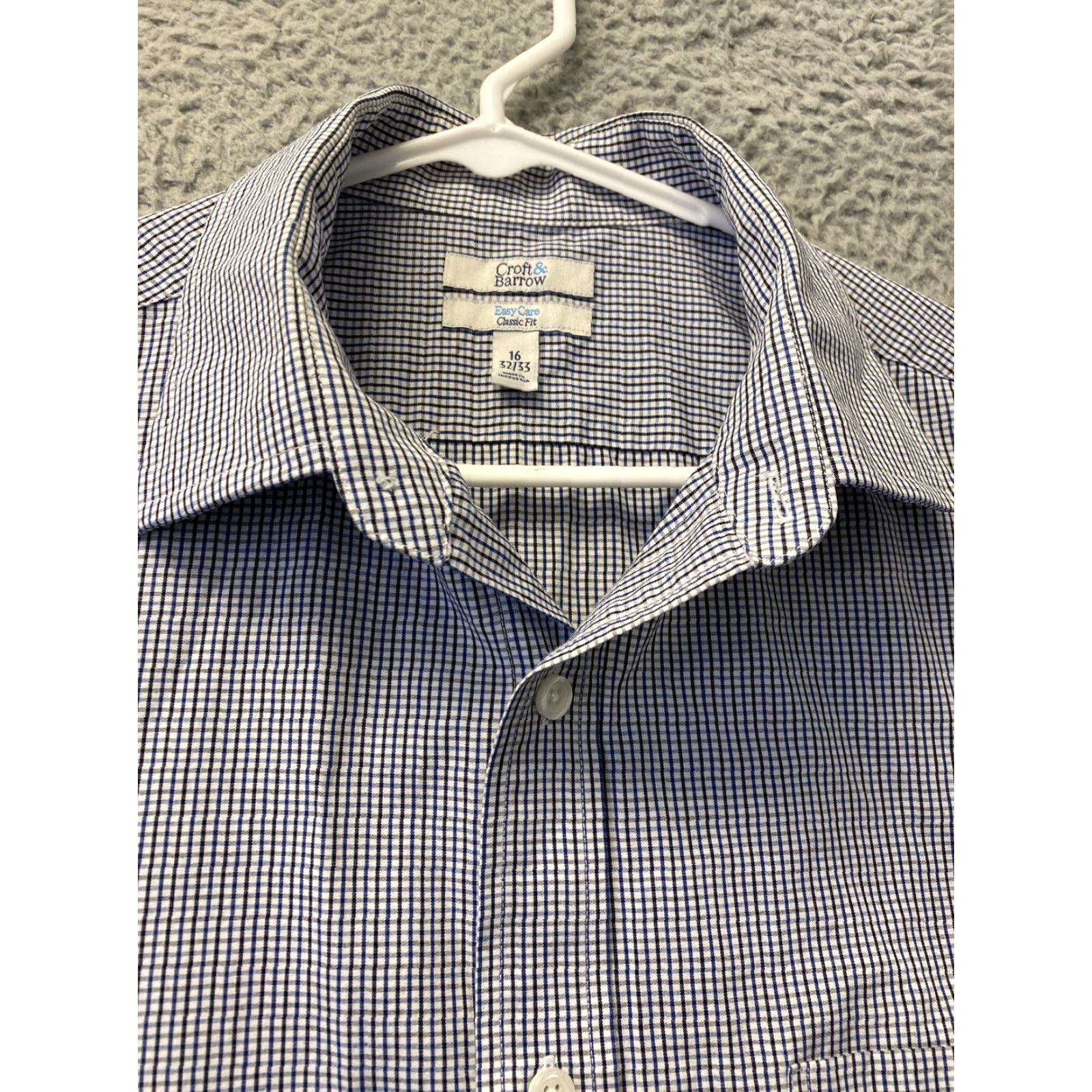 Croft & Barrow CROFT & BARROW Shirt Mens 16 32/33 Blue Button Up Dress Shirt Long Sleeve Collared Cotton Blend Non-Iron Regular Mens 95-53 Size US L / EU 52-54 / 3 - 2 Thumbnail