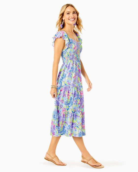 Lilly Pulitzer Lilly Pulitzer Jilly Smocked Midi Dress XS 266978 | Grailed