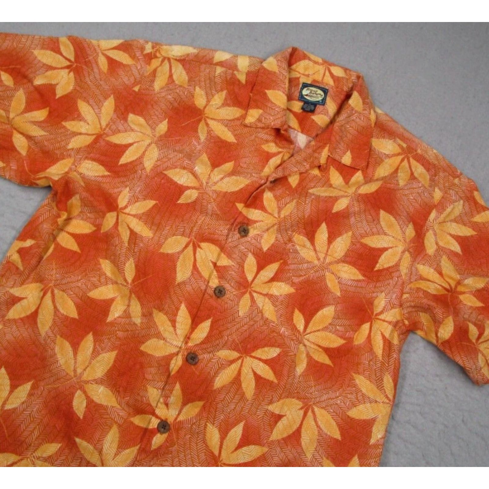 Tommy Bahama VINTAGE Tommy Bahama Mens Small Orange Linen Short Sleeve Hawaiian Floral Button Up Shirt Size US S / EU 44-46 / 1 - 2 Thumbnail