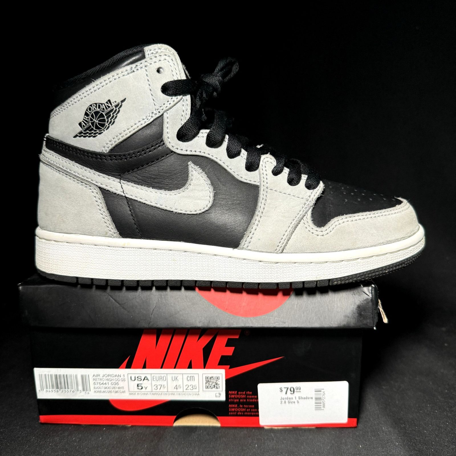 Jordan Brand × Nike Size 5 - Air Jordan 1 Retro High OG GS Shadow 2.0 2021 Shoes Size US 5 / EU 37 - 1 Thumbnail