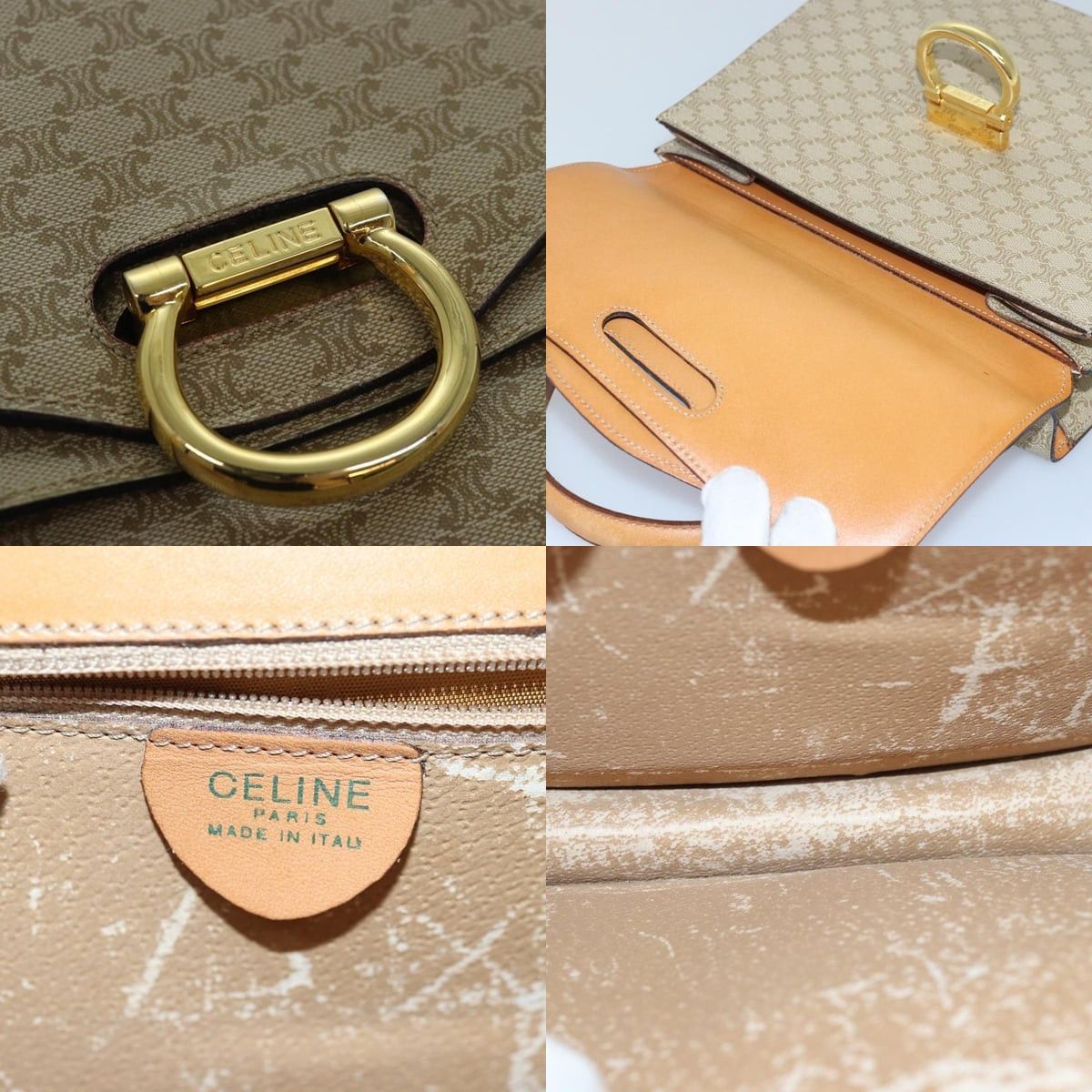 Celine CELINE Macadam Canvas Hand Bag Beige Size ONE SIZE - 11 Thumbnail