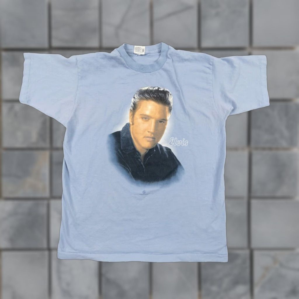 Vintage VINTAGE Elvis Presley T-Shirt Men XL Blue 90s Rock and Roll Music Graphic Tee Size US XL / EU 56 / 4 - 1 Thumbnail