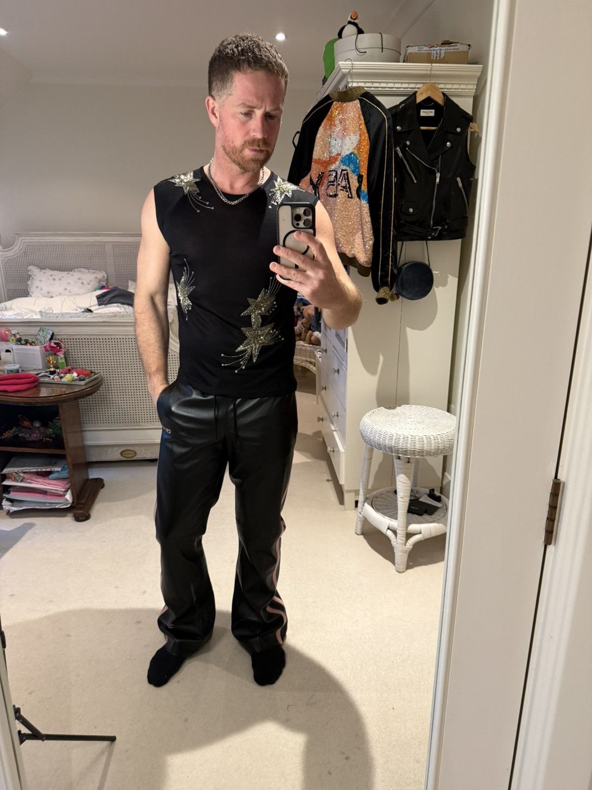 Saint Laurent Paris SS15 Saint Laurent Hedi Slimane starburst silk tank shirt M Size US M / EU 48-50 / 2 - 2 Thumbnail