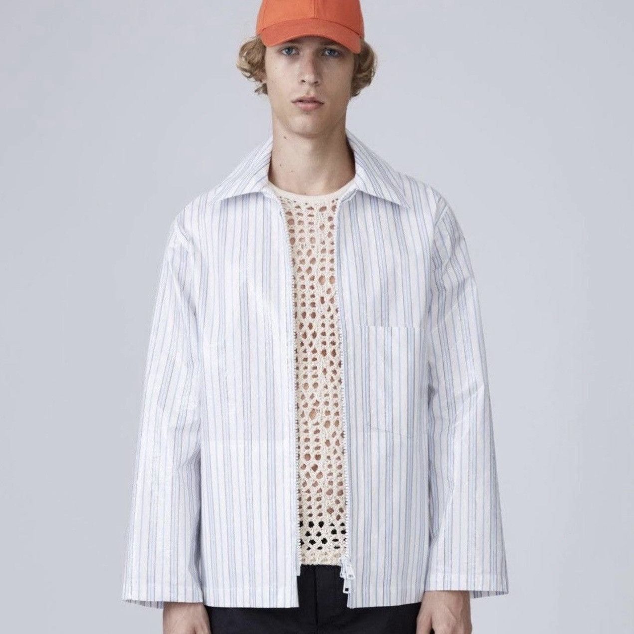 Acne Studios Acne Studios Ashdown Blue/White Striped Rain Jacket-IT48 (M) Size US M / EU 48-50 / 2 - 2 Thumbnail