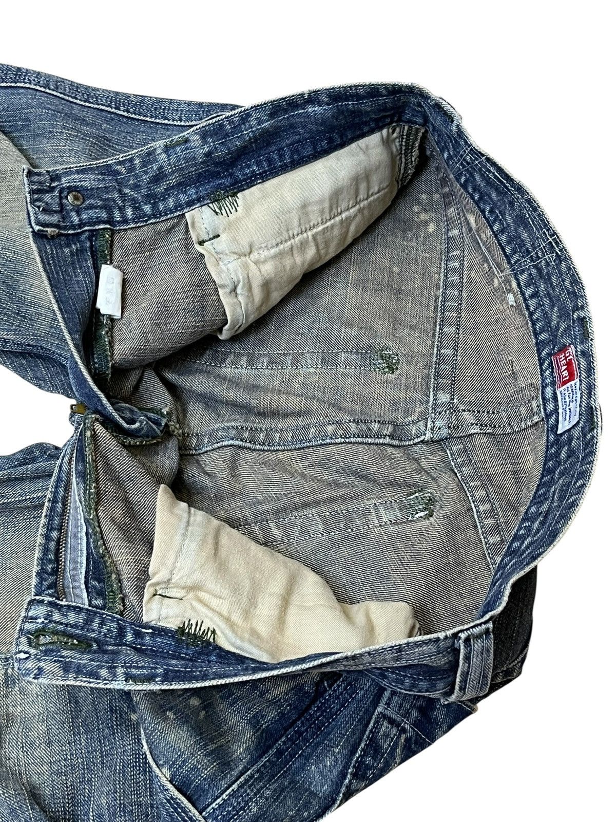 Japanese Brand Sick 90s japanese denim GL HEART mud wash dirty faded jeans Size US 31 - 12 Thumbnail