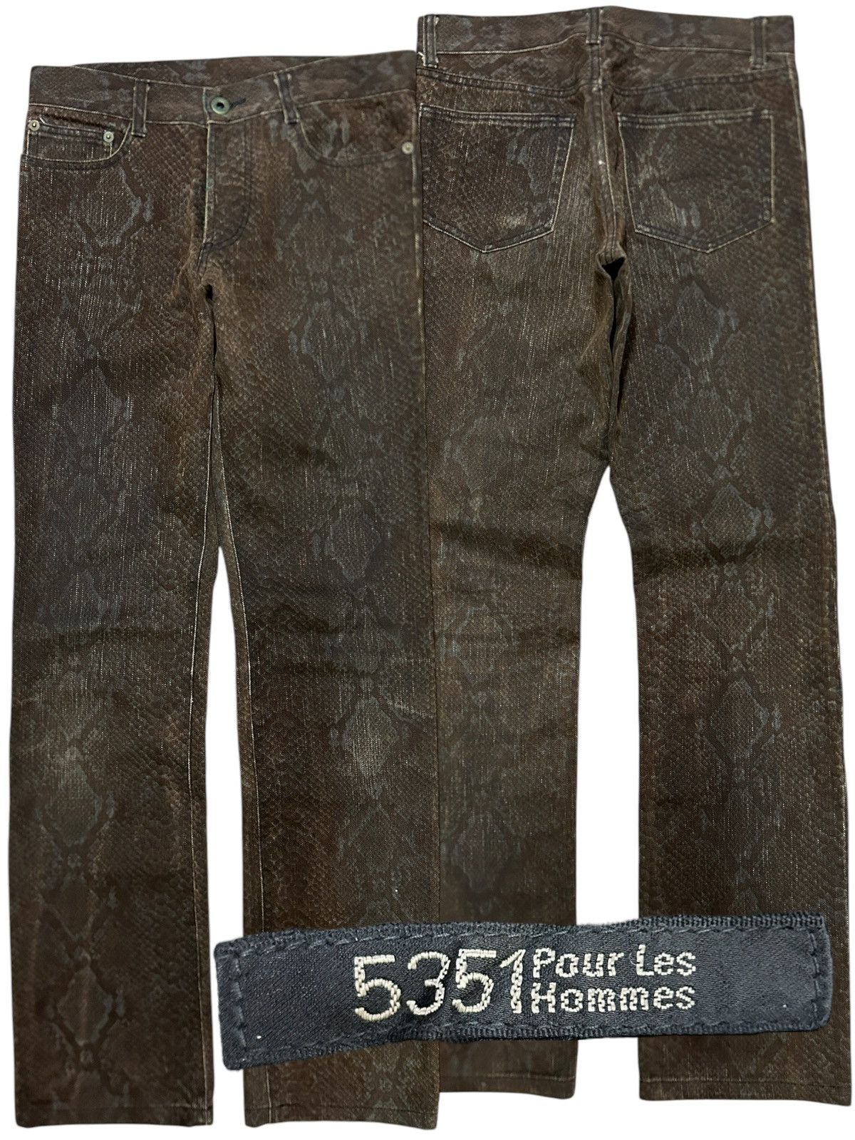5351 POUR LES HOMMES × Japanese Brand Vintage 5351 Pour Les Hommes Snake Print Jeans Size US 28 / EU 44 - 20 Thumbnail