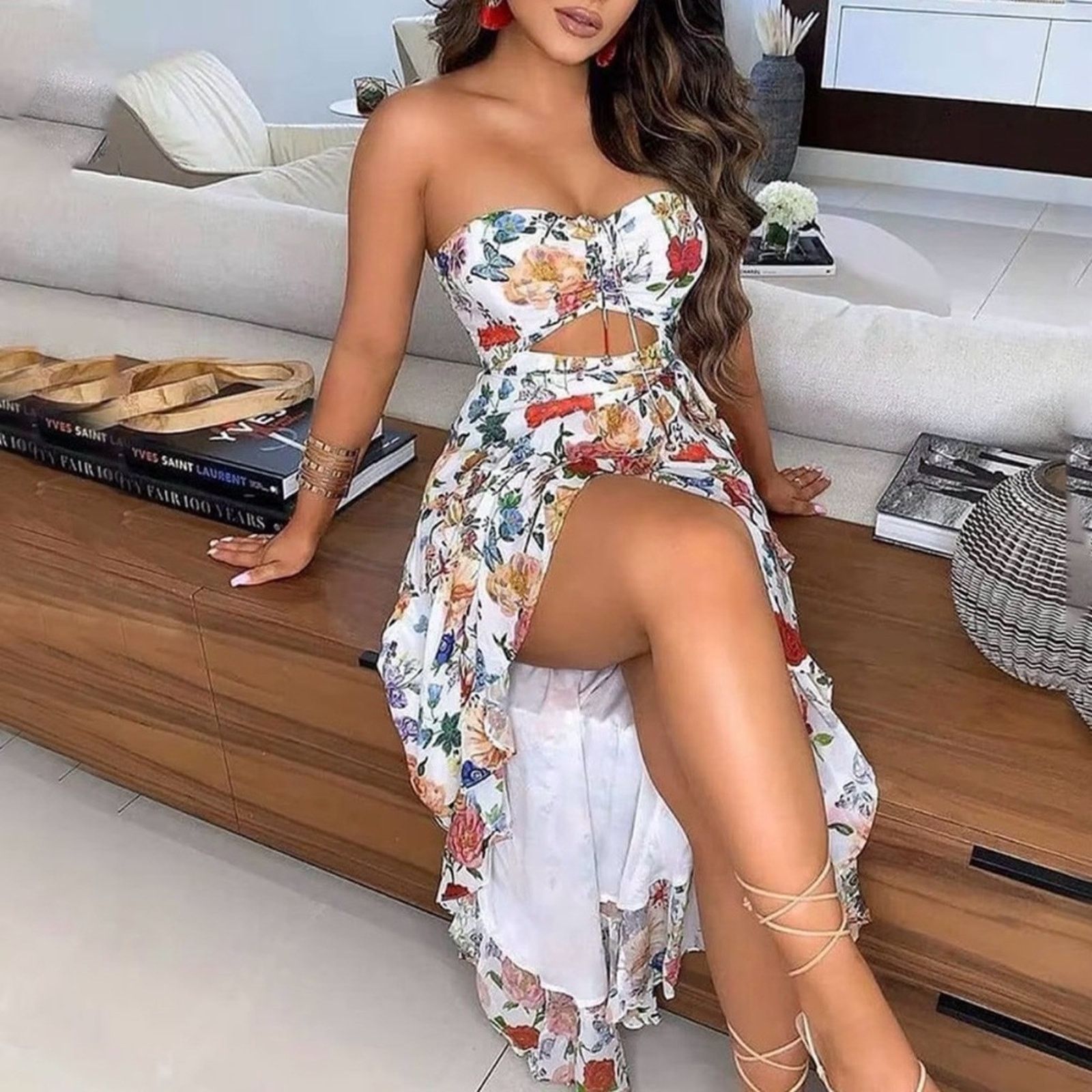 Other tiered maxi dress halter floral small Size S / US 4 / IT 40 - 2 Thumbnail