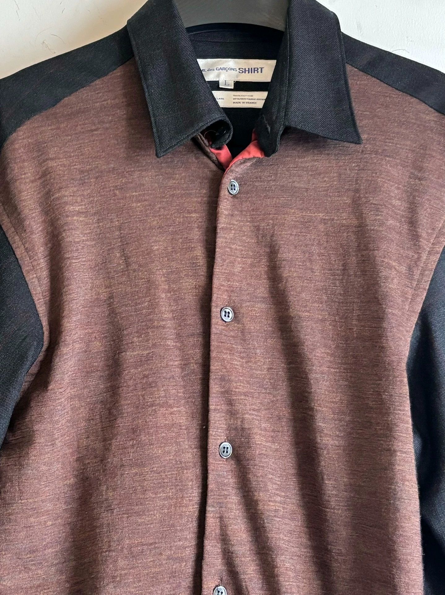 Comme des Garcons Comme Des Garcons SHIRT Wool Panel Orange Accent Shirt Size US L / EU 52-54 / 3 - 3 Thumbnail