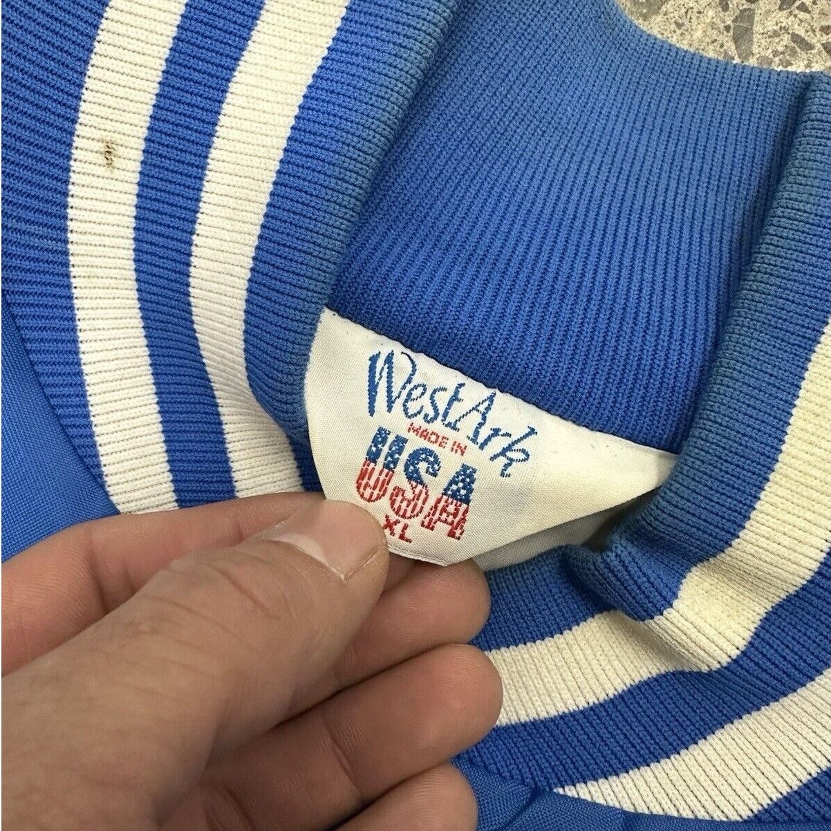 Vintage Vintage West Ark Lightweight Blue Bomber Jacket Size XL Size US XL / EU 56 / 4 - 4 Thumbnail