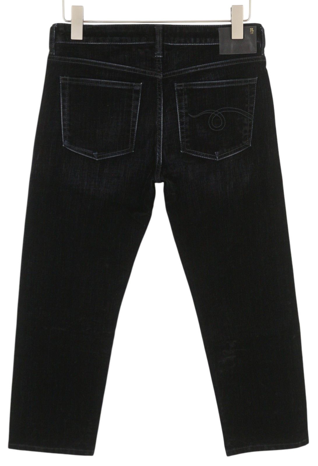 R13 BOY STRAIGHT 27 Flocked Black Velvet Ankle Zip 85813 Size 27" / US 4 / IT 40 - 3 Thumbnail