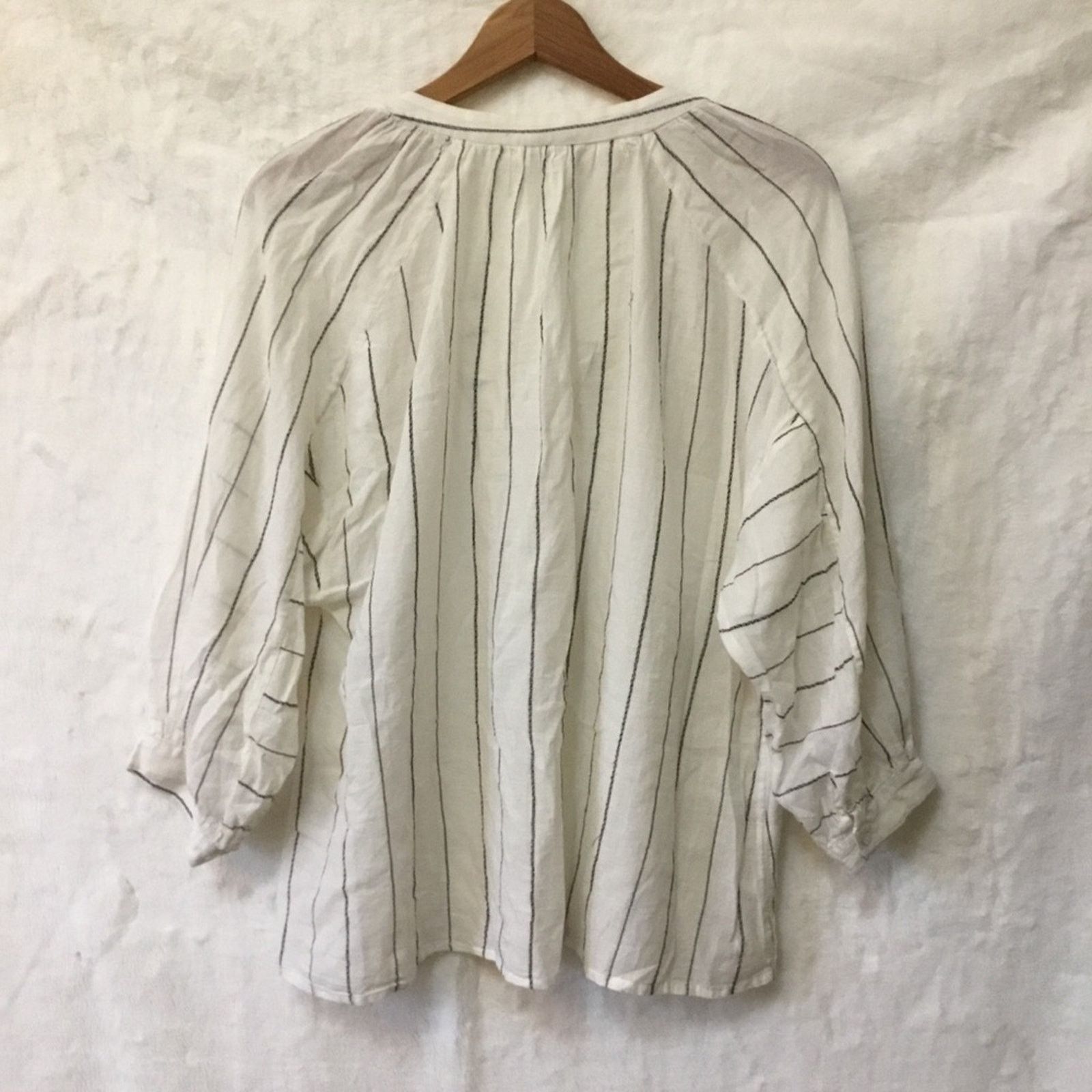 Joie Joie White and Black Striped Peasant Tassel Top Size M / US 6-8 / IT 42-44 - 11 Thumbnail