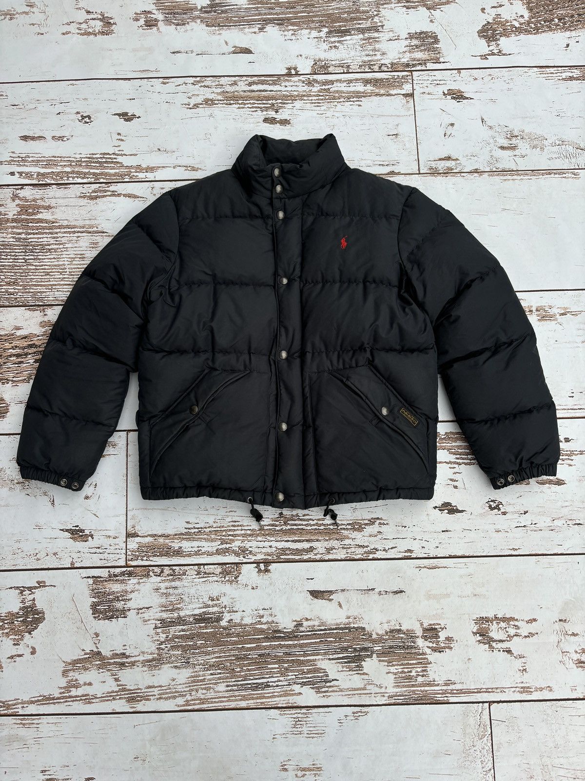 image of Polo Ralph Laurent Black Down Jacket Boxy Puffer Streetwear, Men's (Size Large)
