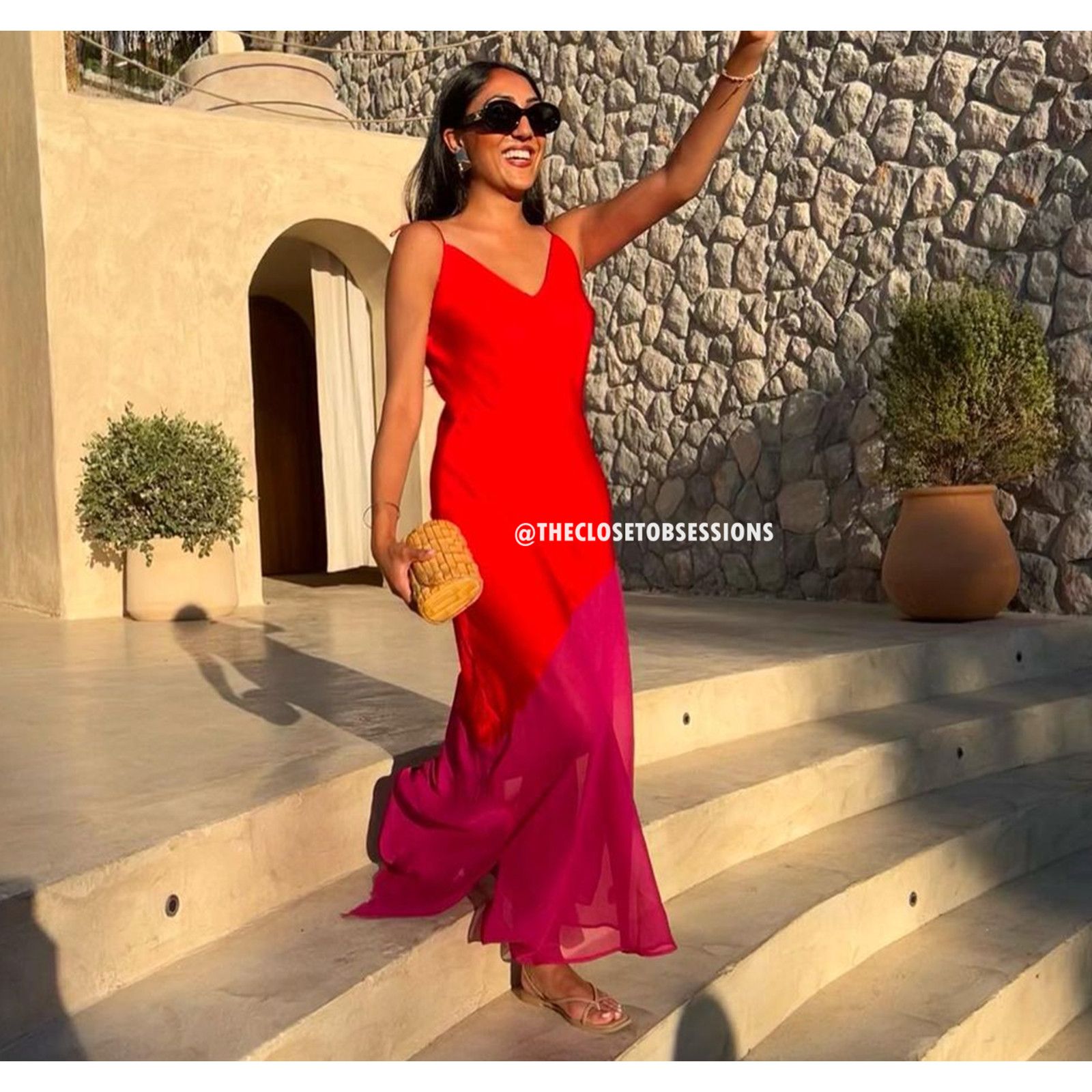 Mango Mango Red Pink Colorblock Asymmetrical Maxi Dress NWT Size S / US 4 / IT 40 - 14 Thumbnail