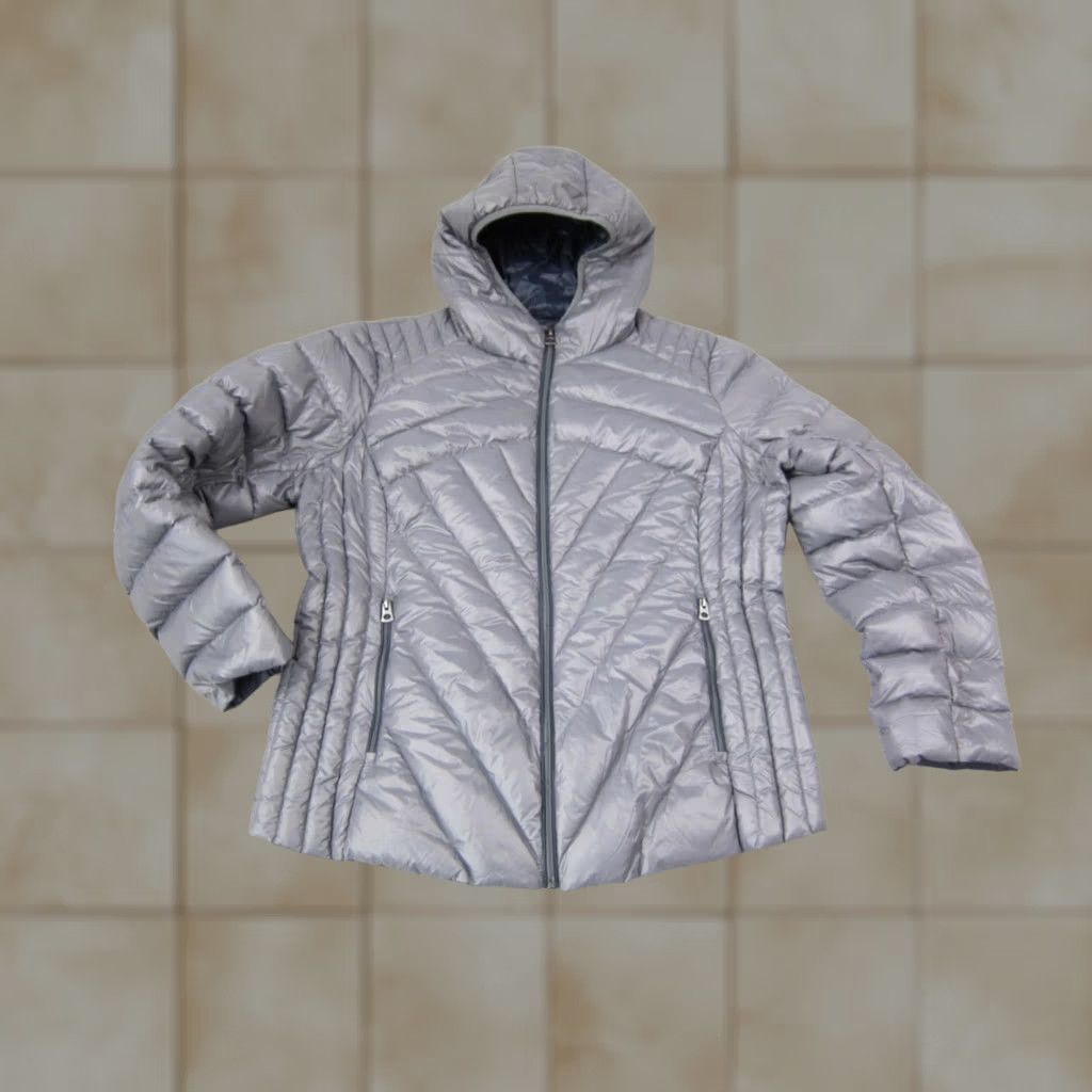 Lucky Brand Lucky Brand Jacket Womens XL Gray Duck Down Puffer Full Zip Hooded Size XL / US 12-14 / IT 48-50 - 1 Thumbnail