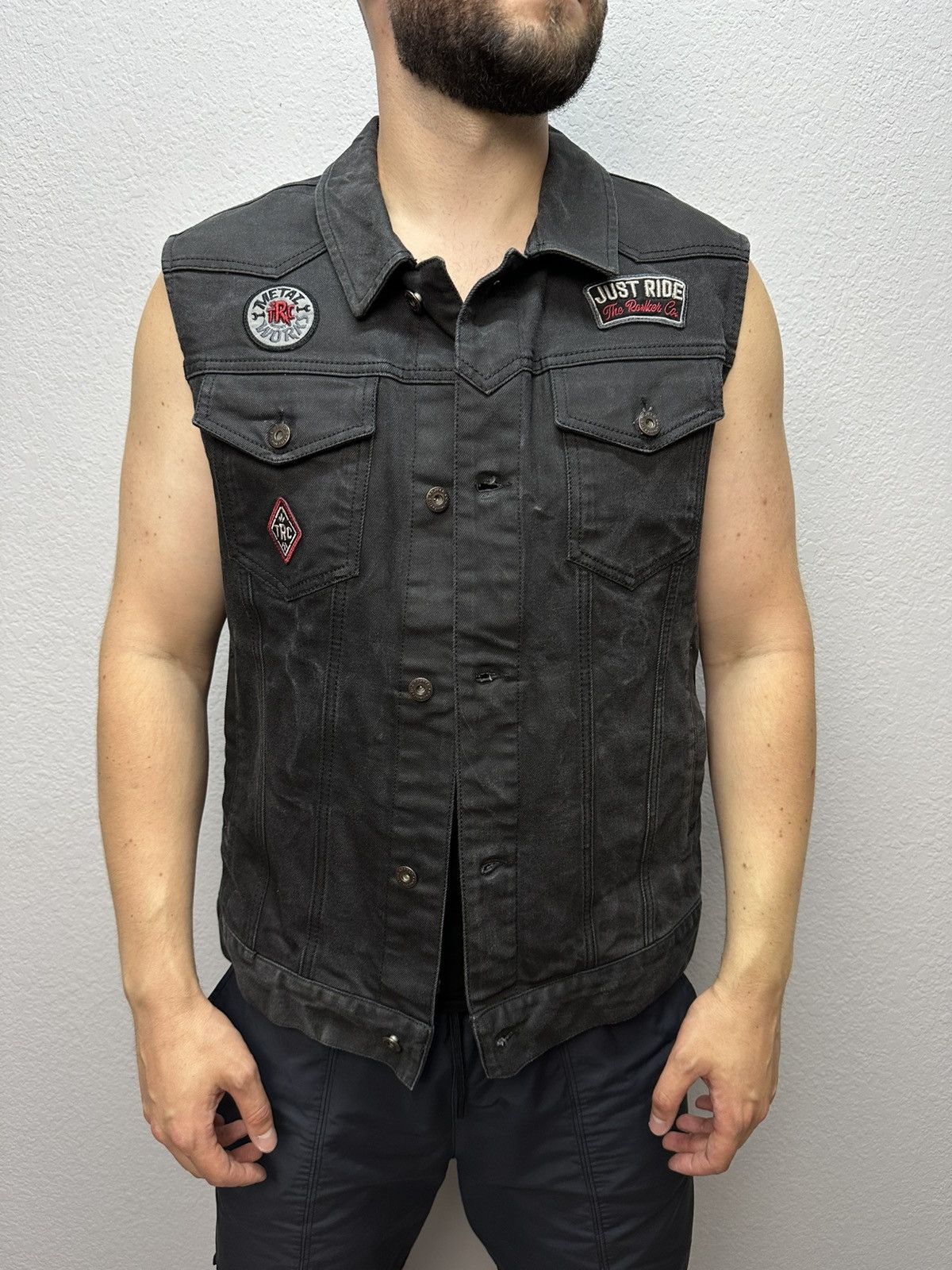 THE ROKKER COMPANY Vintage The Rokker Motorcycle Archival Moto Denim Vest Size US XL / EU 56 / 4 - 2 Thumbnail