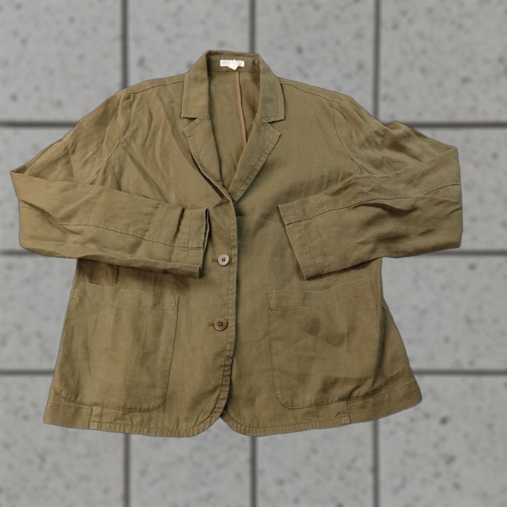 Eileen Fisher Eileen Fisher Blazer Womens S Green Linen Sport Coat Jacket Lightweight Preppy S Green Size S / US 4 / IT 40 - 1 Thumbnail